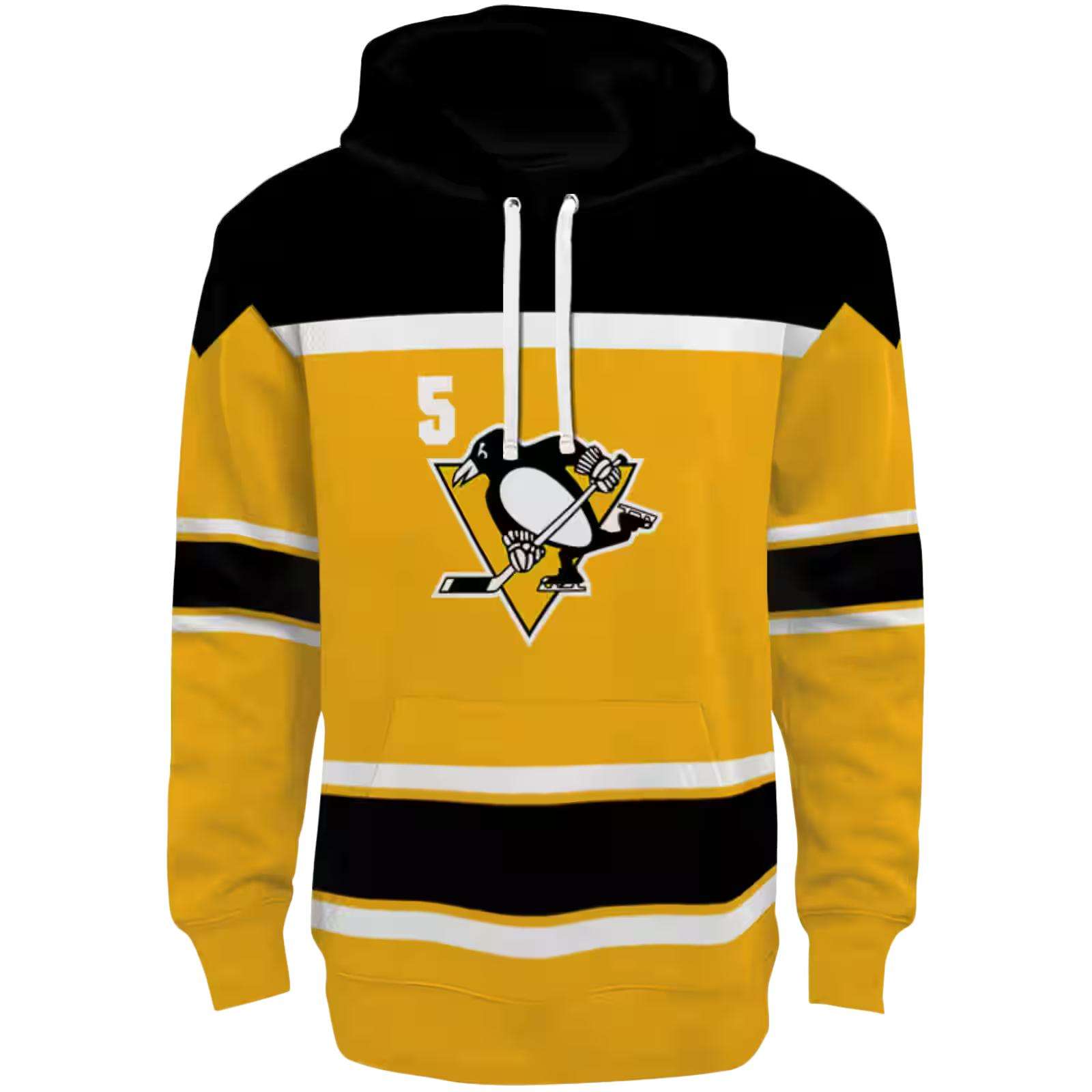 Custom Pittsburgh Penguins Striped Pattern Yellow Hoodie