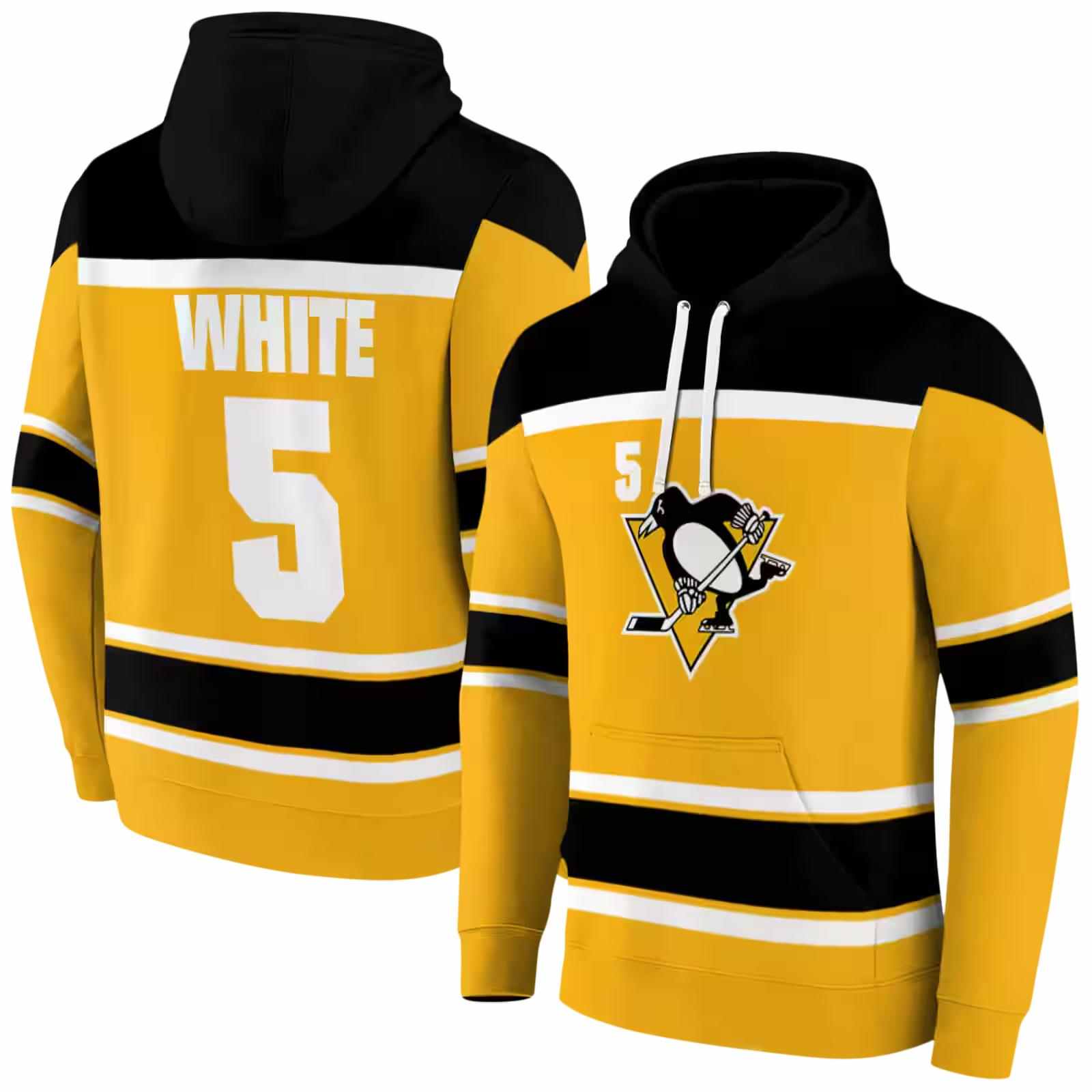 custom pittsburgh penguins striped pattern yellow hoodie fashion forward