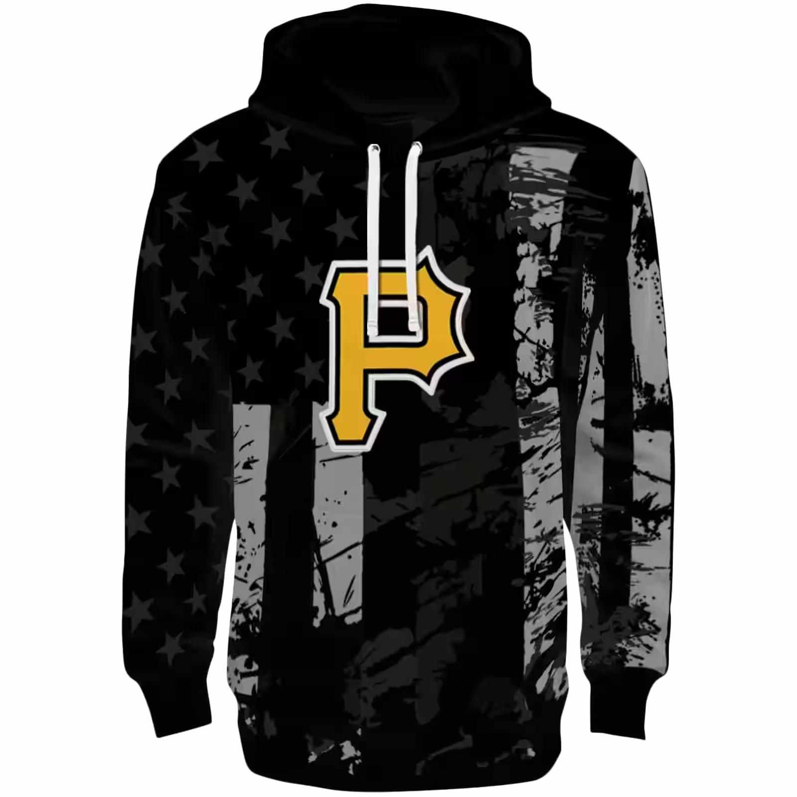 Custom Pittsburgh Pirates Distressed Flag Black Hoodie