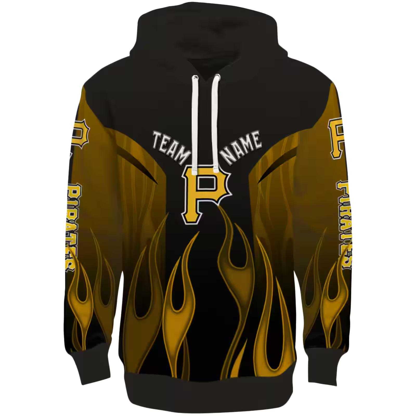 Custom Pittsburgh Pirates Flame Design Black Hoodie