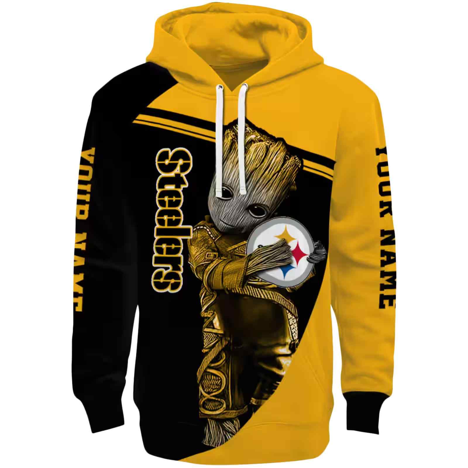 Custom Pittsburgh Steelers Groot Gold Hoodie