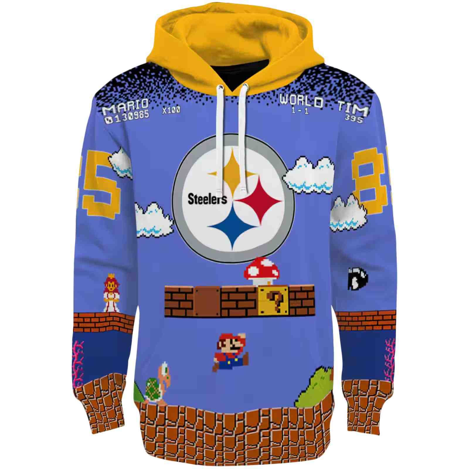 Custom Pittsburgh Steelers Mario Blue Black Hoodie