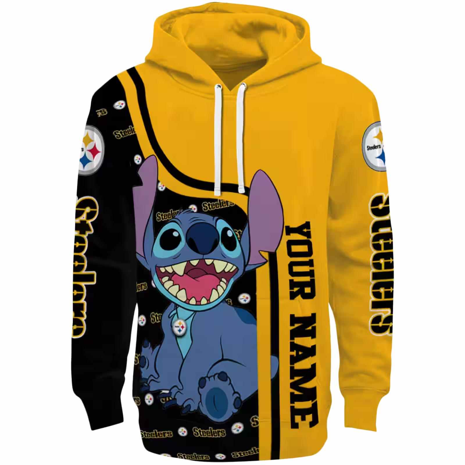 Custom Pittsburgh Steelers Stitch Gold Hoodie