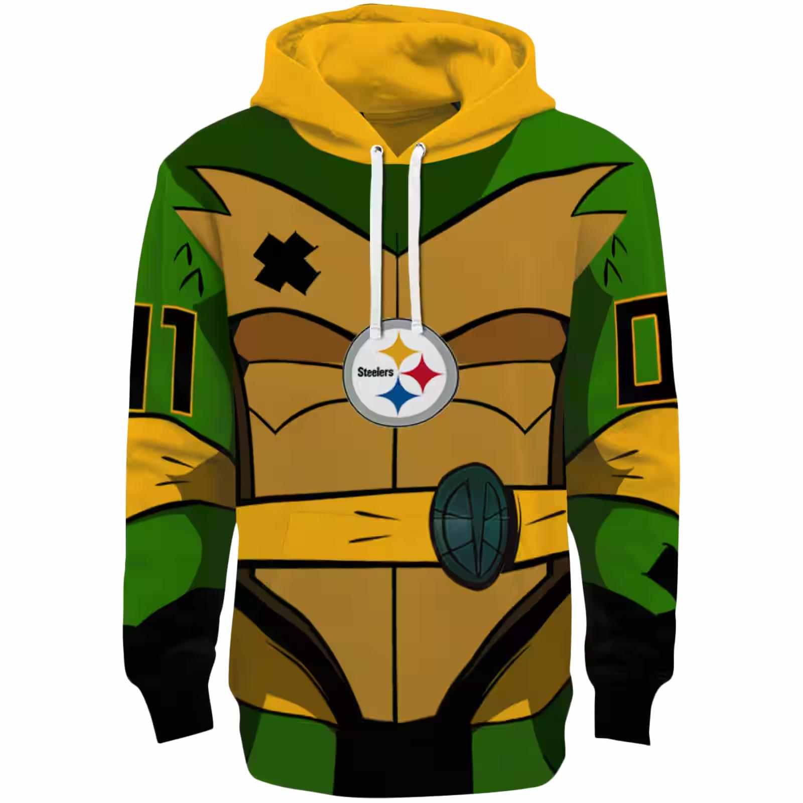 Custom Pittsburgh Steelers Superhero Armor Gold Green Hoodie