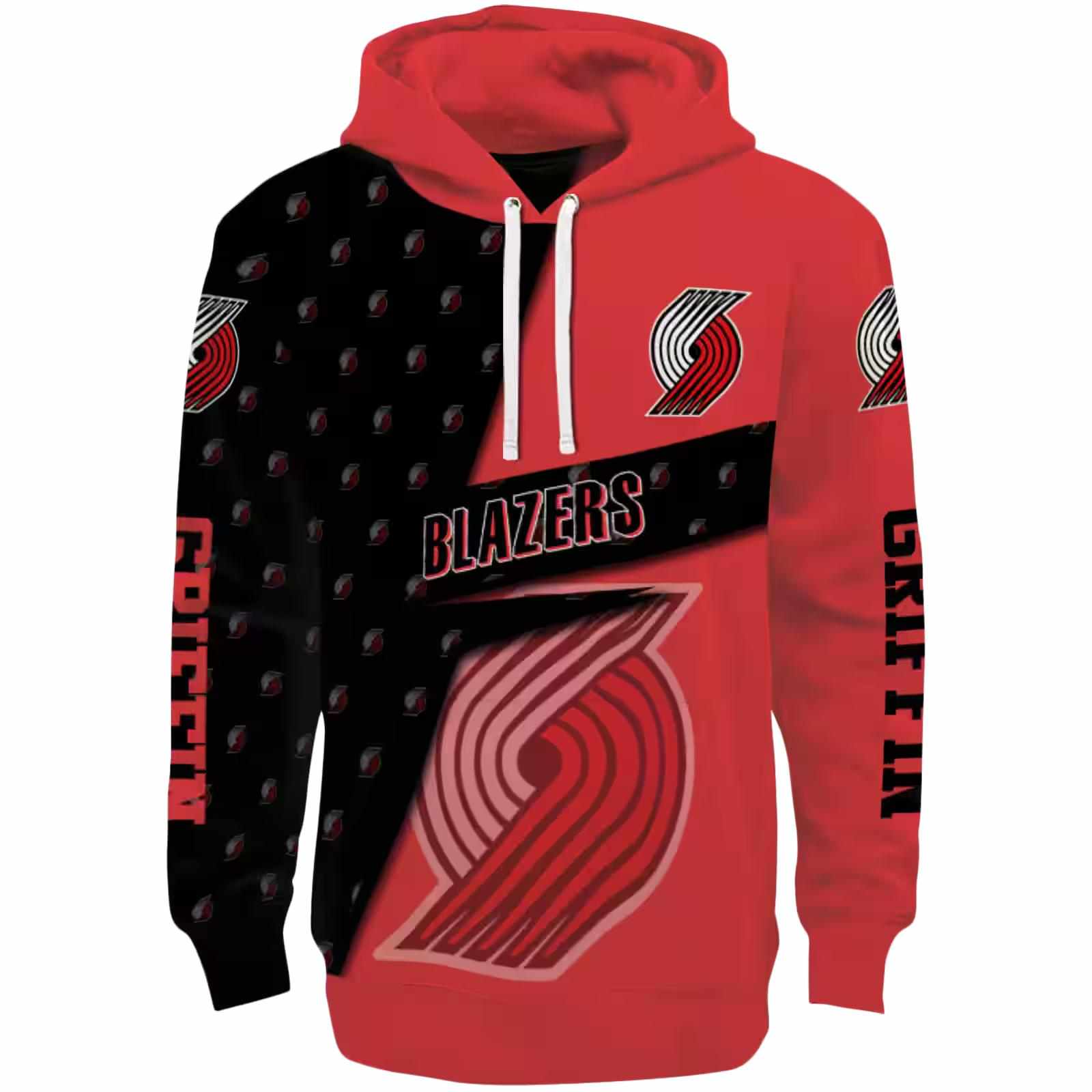 Custom Portland Trail Blazers Abstract Shape Red Hoodie