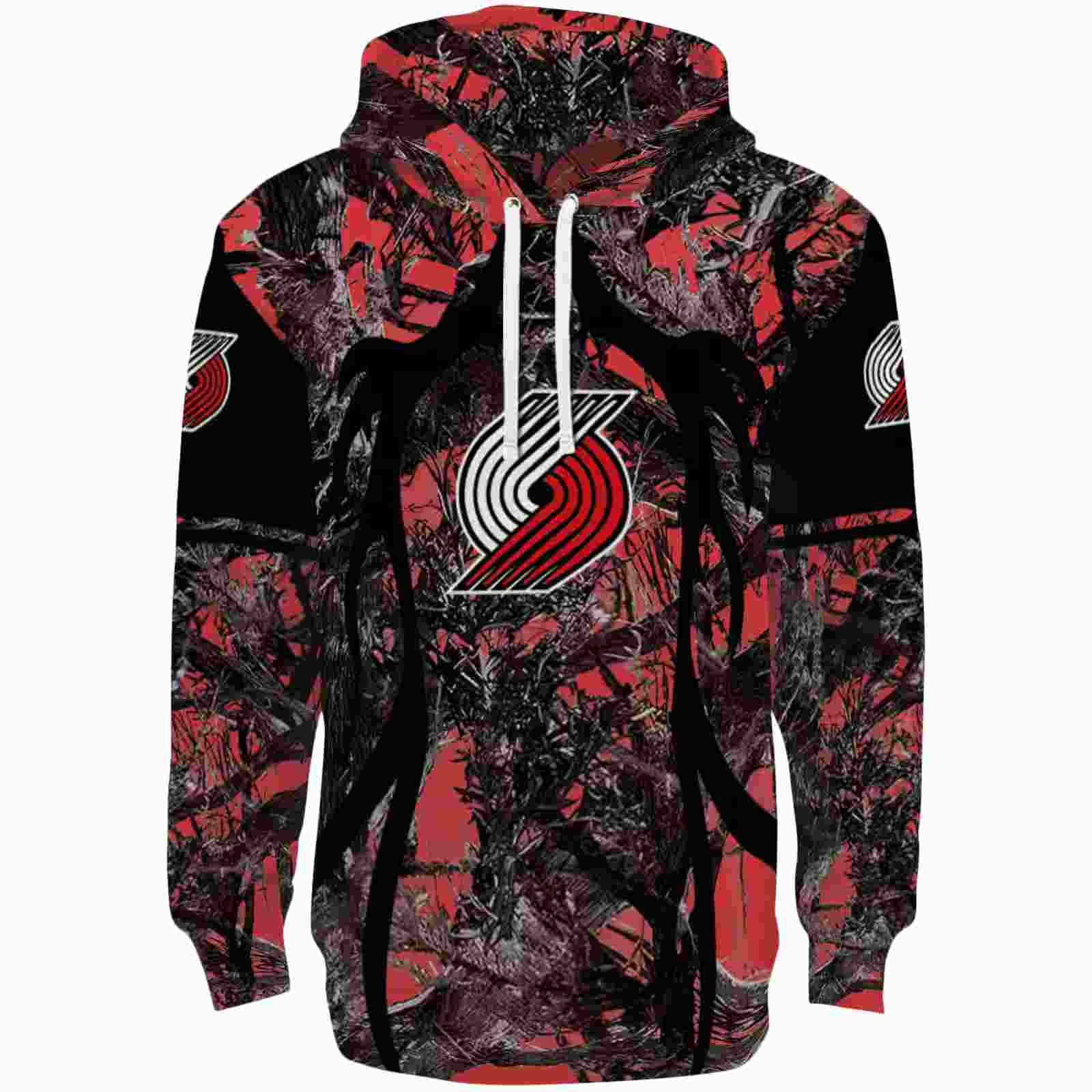 Custom Portland Trail Blazers Hunting Theme Red Black Hoodie