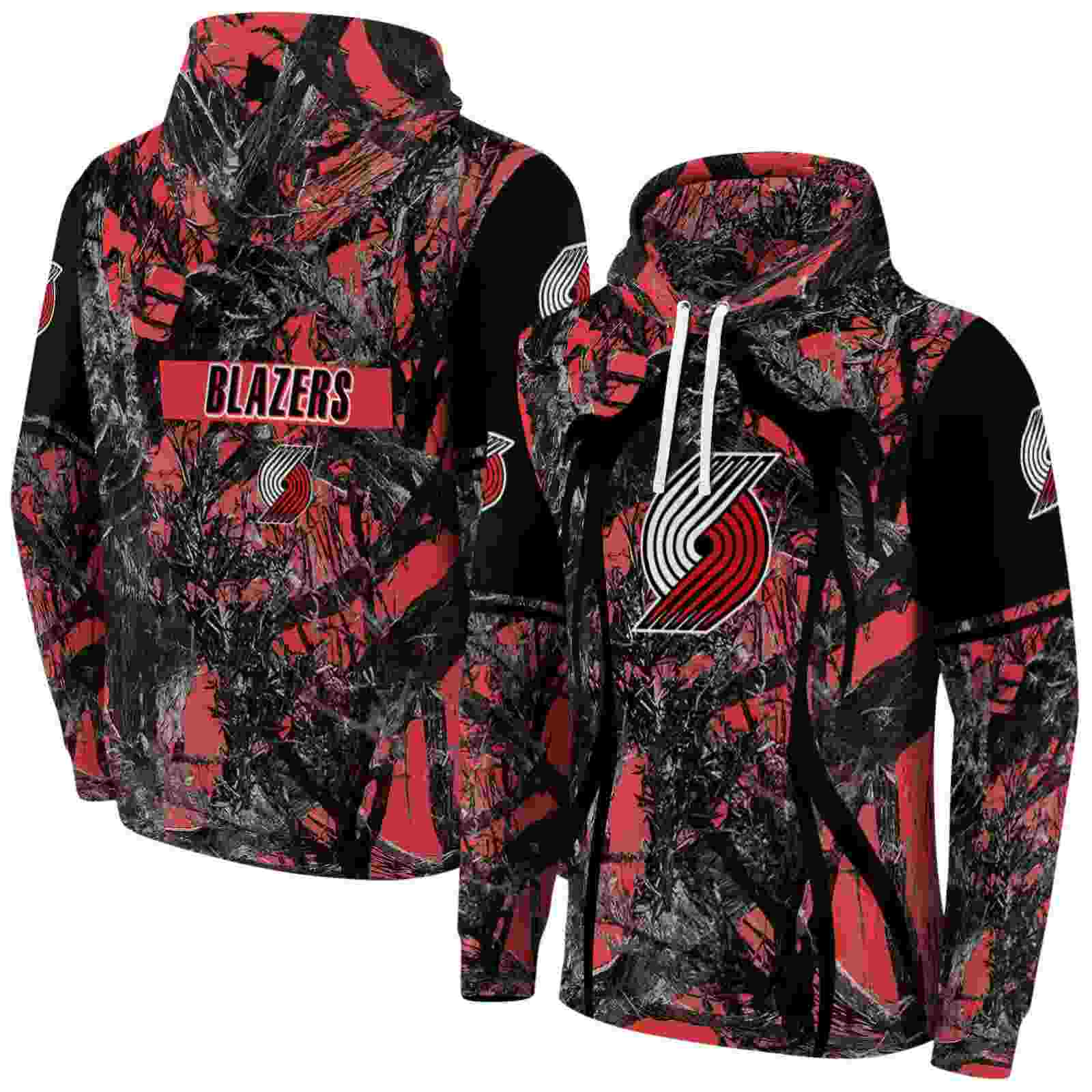 custom portland trail blazers hunting theme red black hoodie fashion forward