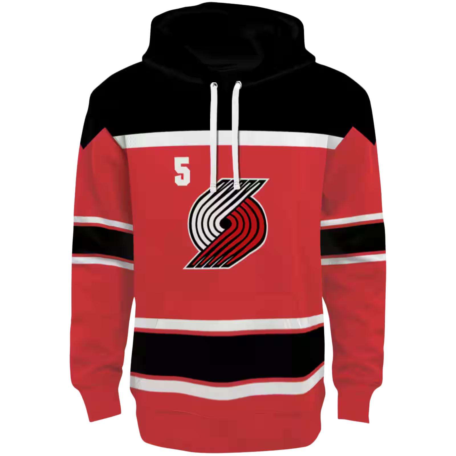 Custom Portland Trail Blazers Striped Pattern Red Hoodie