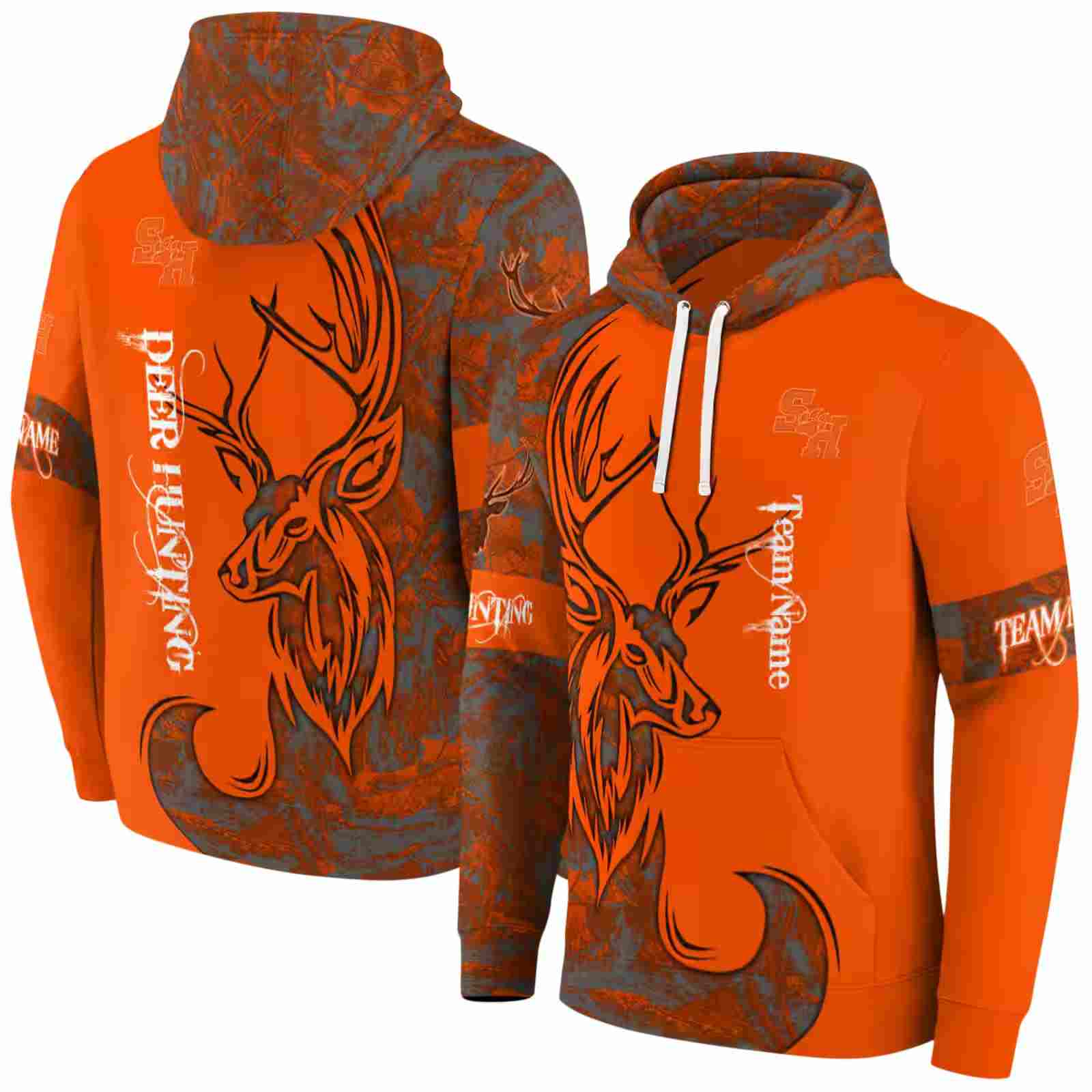 custom sam houston bearkats deer silhouette orange hoodie fashion forward