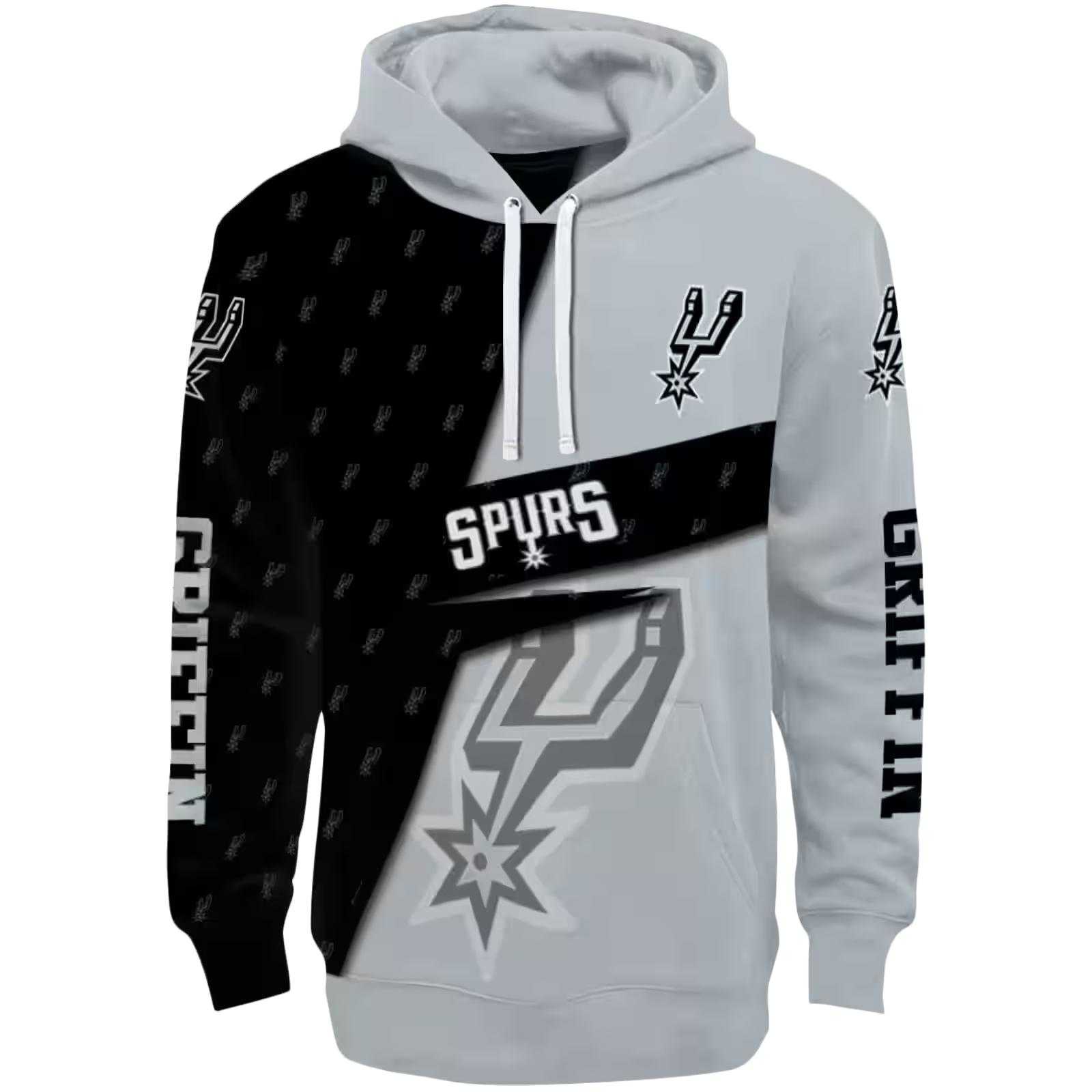 Custom San Antonio Spurs Abstract Shape Silver Hoodie