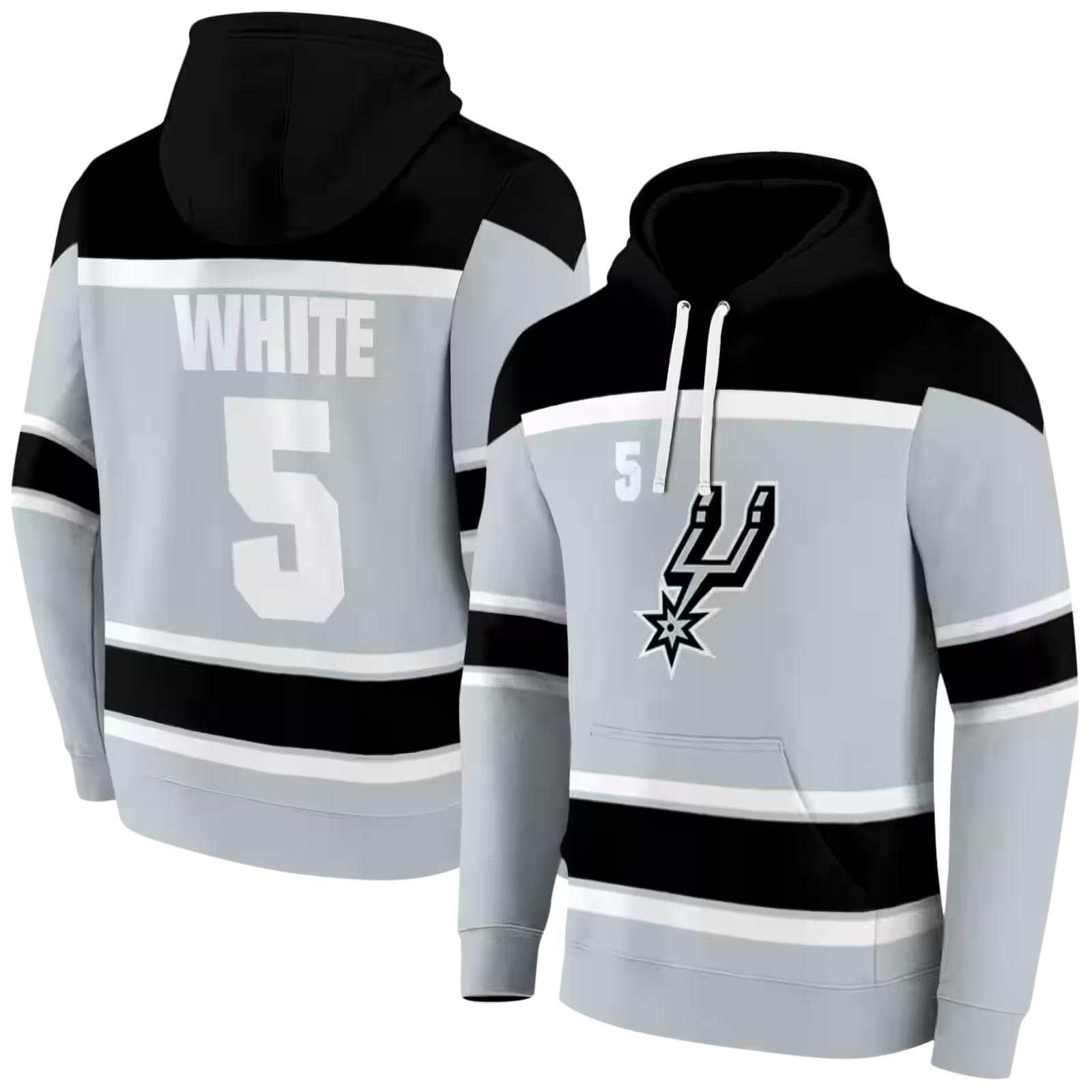 custom san antonio spurs striped pattern silver hoodie fashion forward