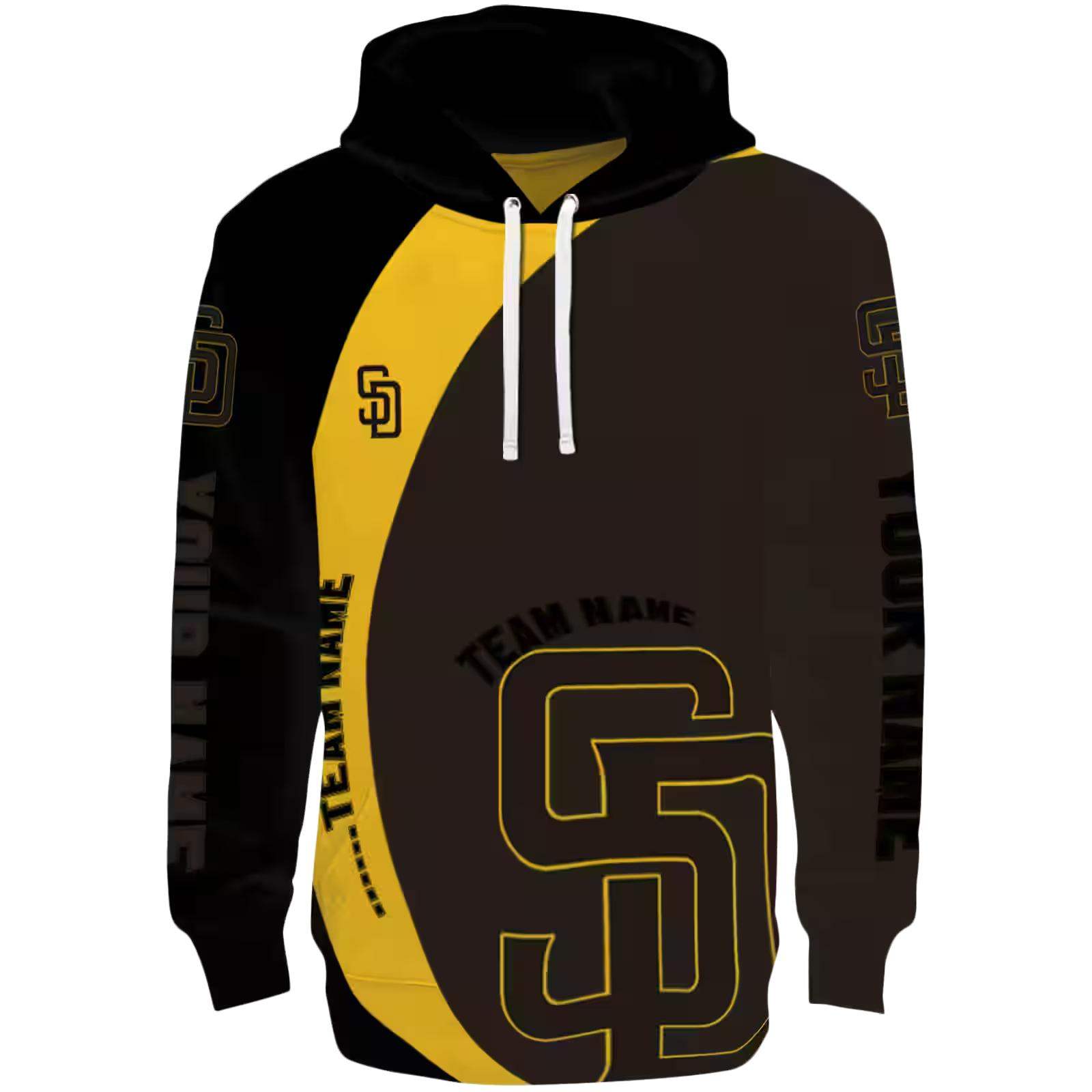 Custom San Diego Padres Minimalist Design Brown Black Hoodie