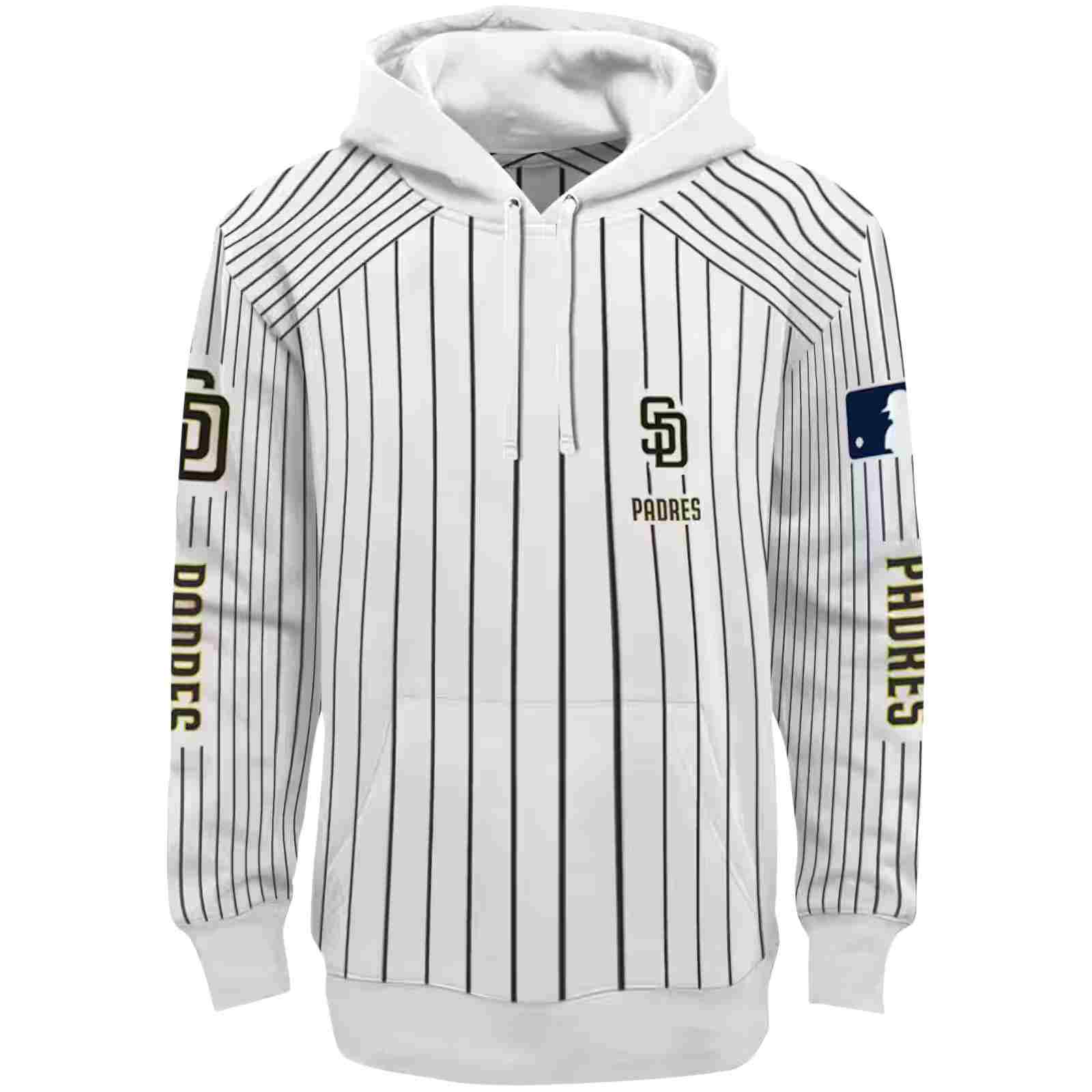 Custom San Diego Padres Pinstripe Pattern Brown White Hoodie