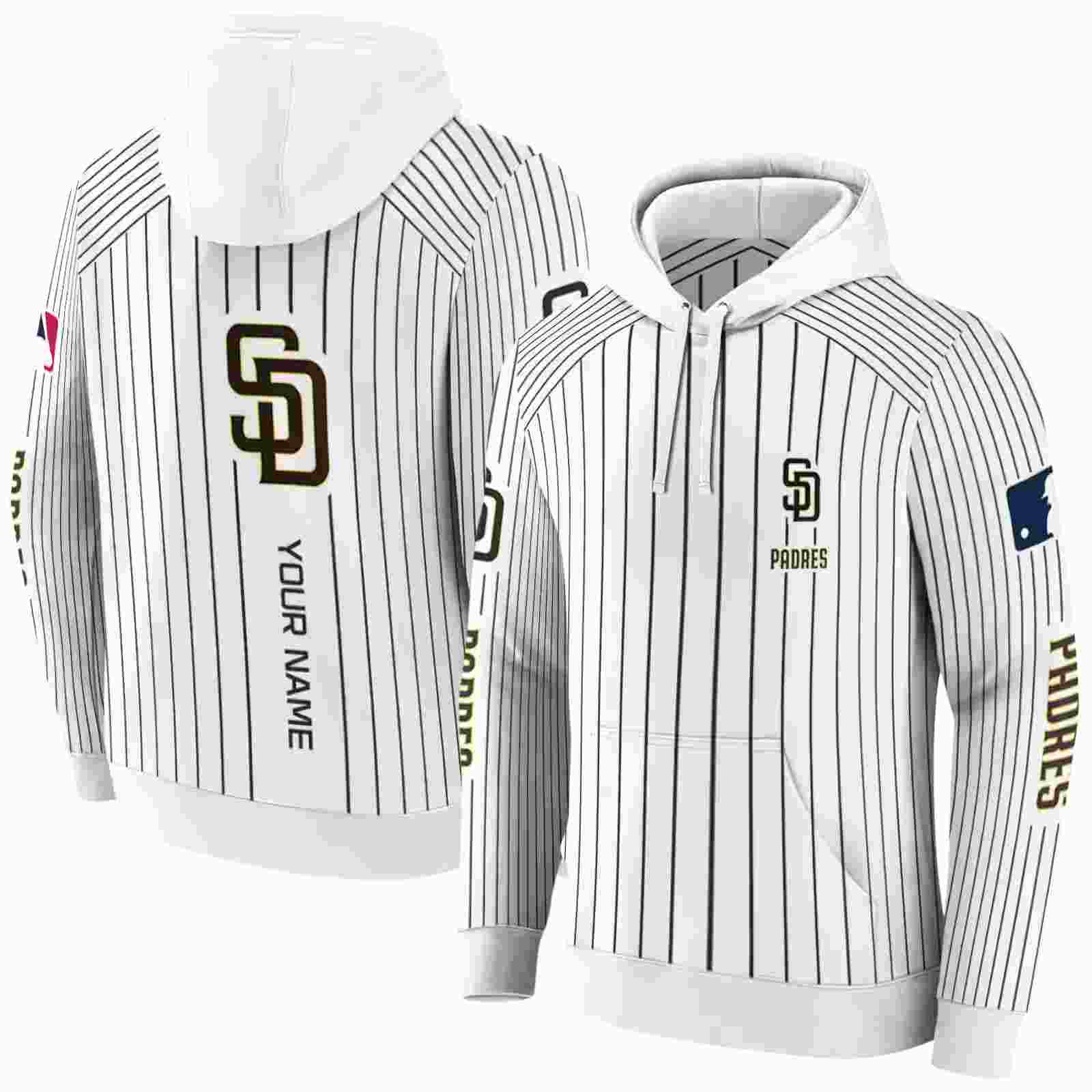 custom san diego padres pinstripe pattern brown white hoodie fashion forward