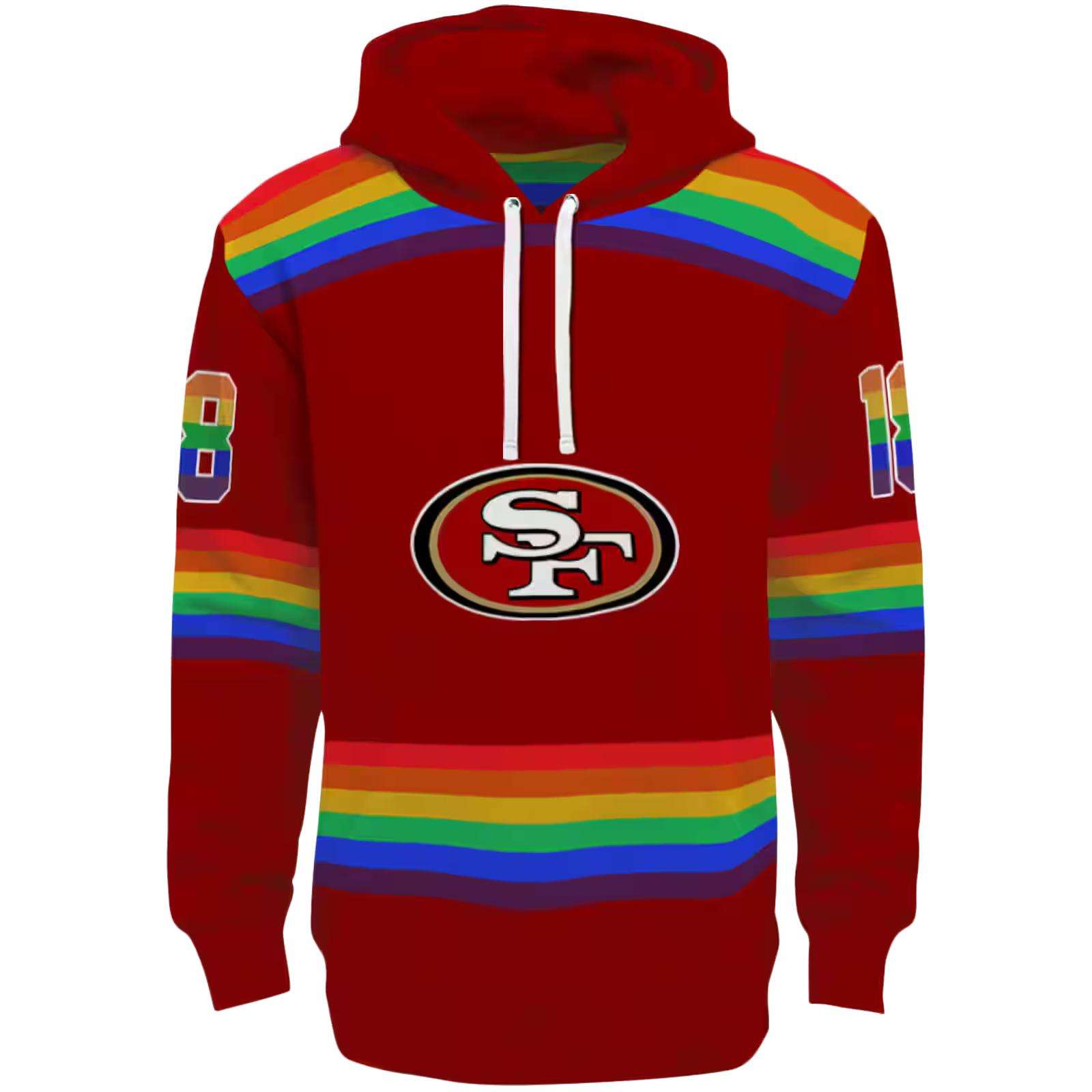 Custom San Francisco 49ers Rainbow Stripes Red Hoodie