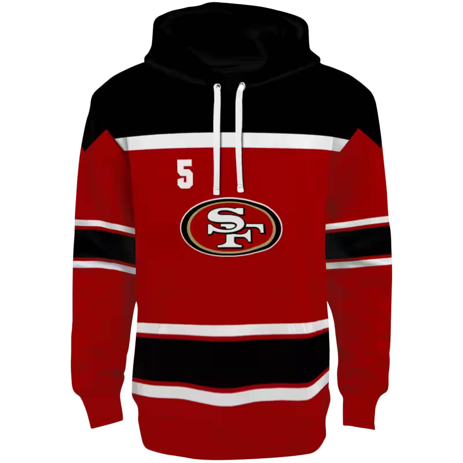 Custom San Francisco 49ers Striped Pattern Red Hoodie