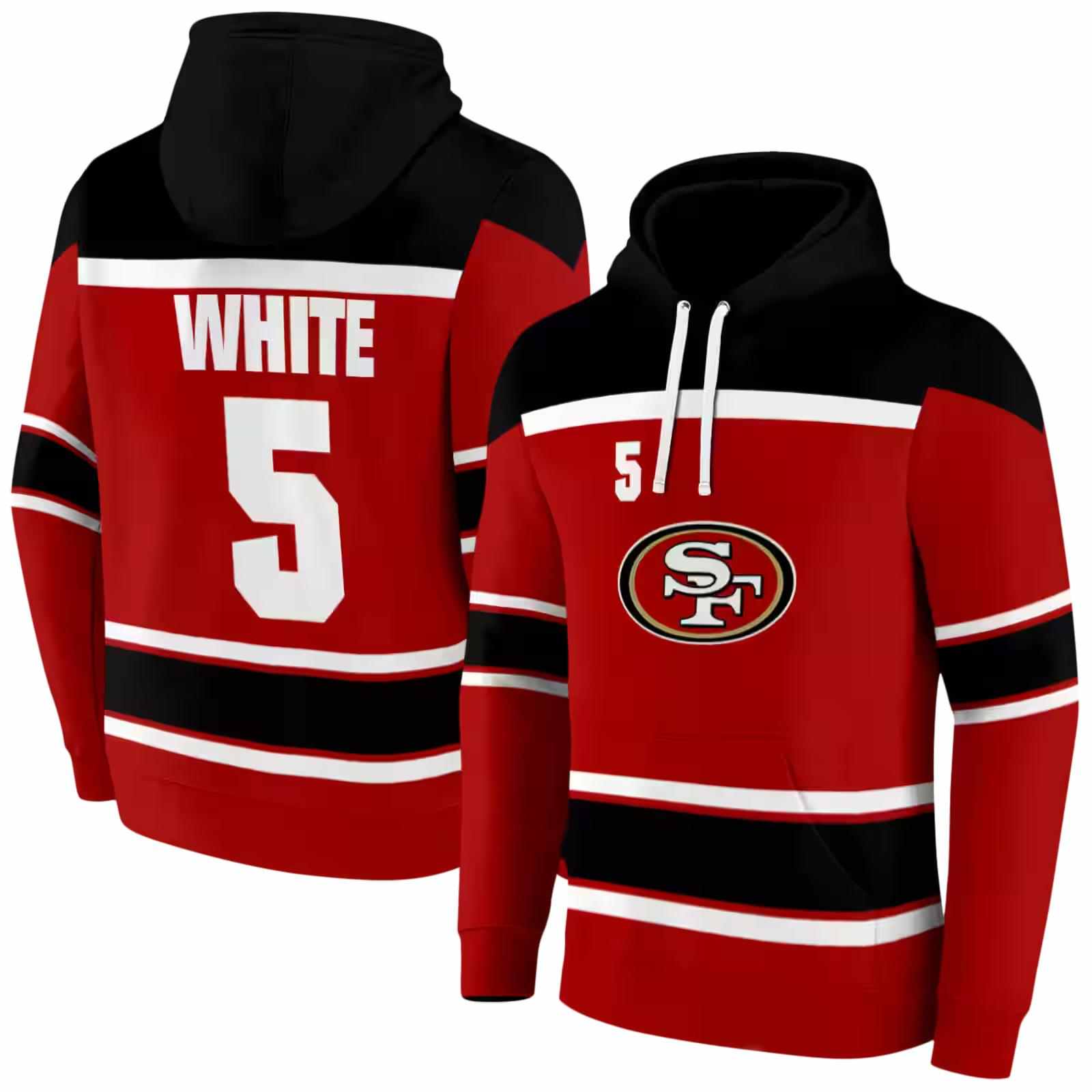 custom san francisco 49ers striped pattern red hoodie fashion forward