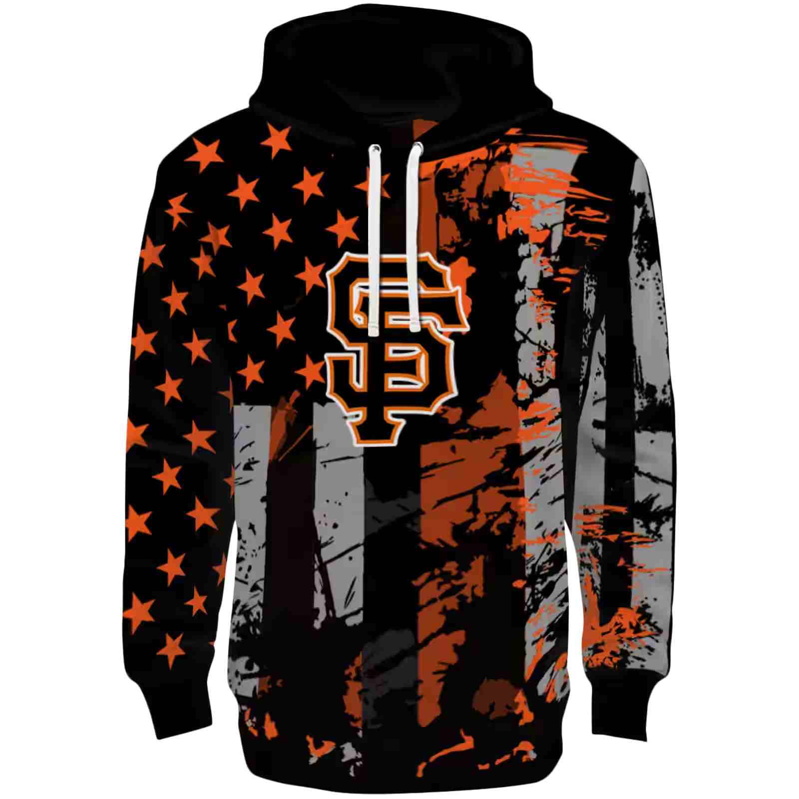 Custom San Francisco Giants Distressed Flag Orange Black Hoodie