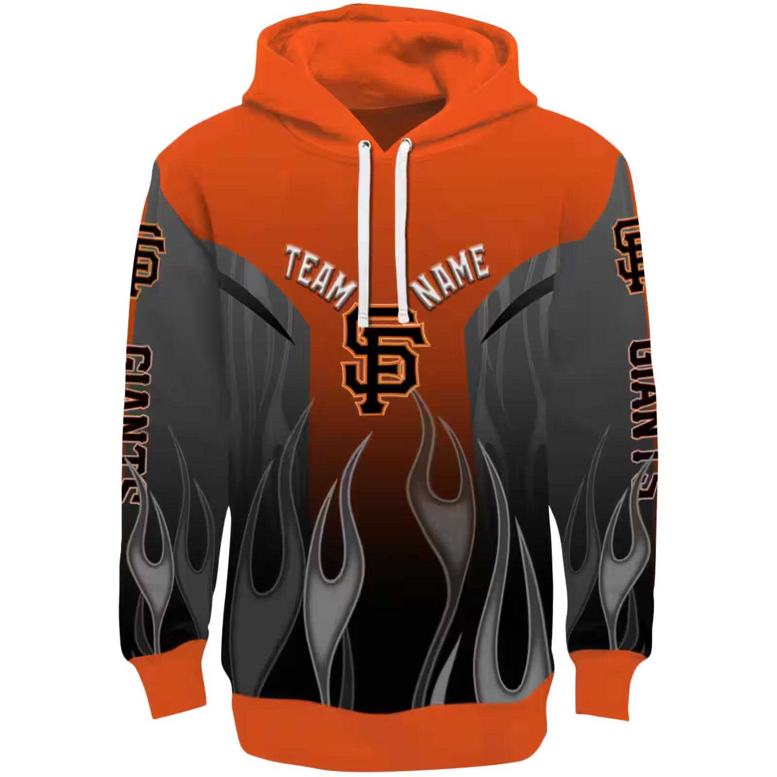 Custom San Francisco Giants Flame Design Orange Hoodie