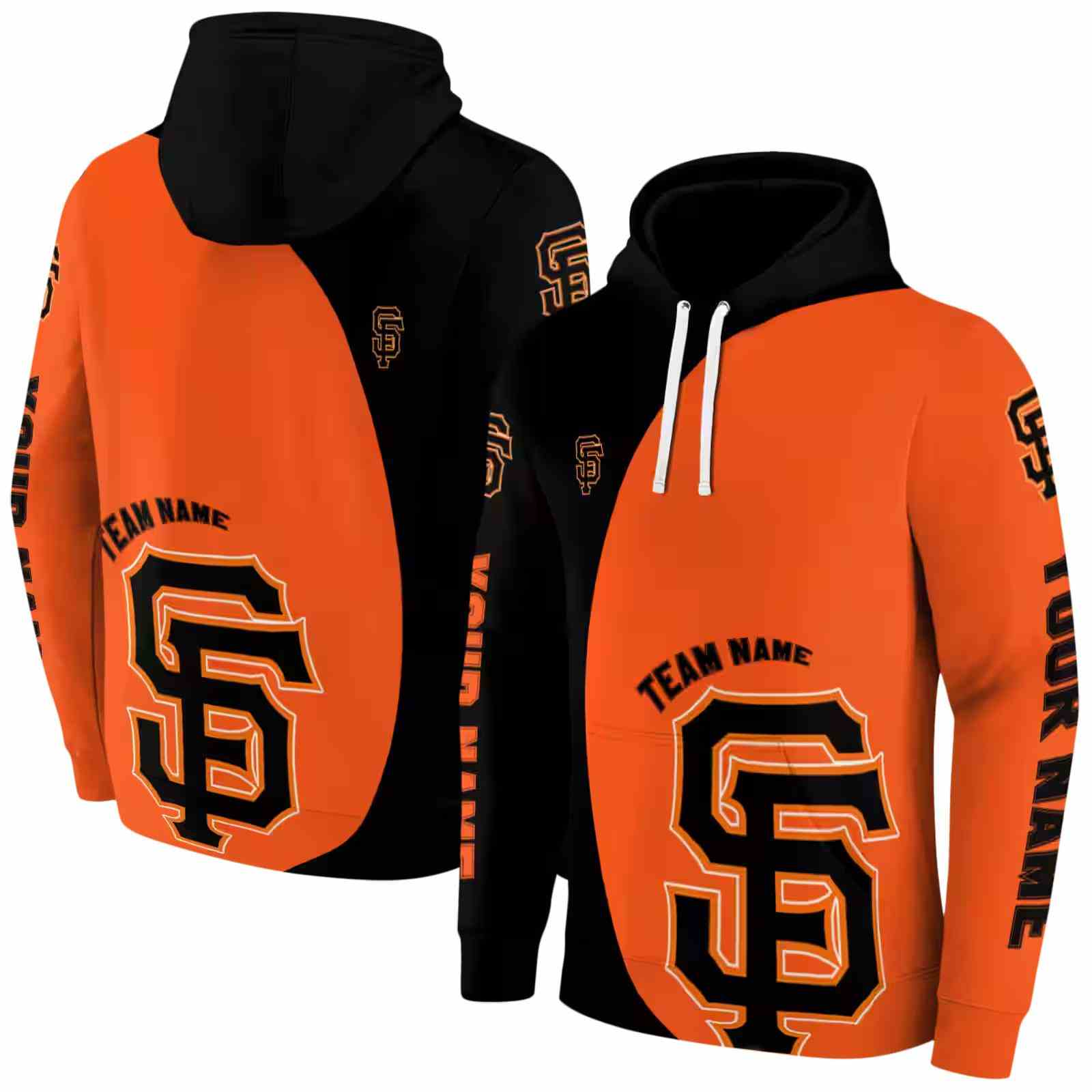 custom san francisco giants minimalist design orange black hoodie fashion forward