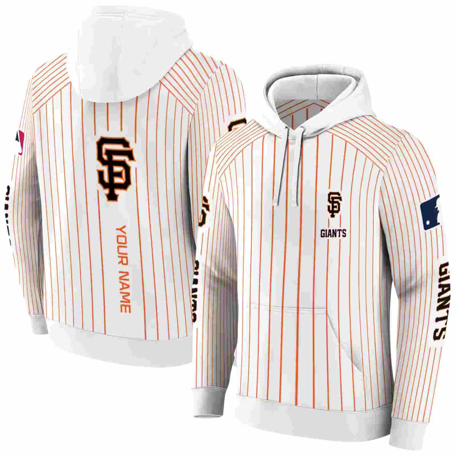 custom san francisco giants pinstripe pattern orange white hoodie fashion forward