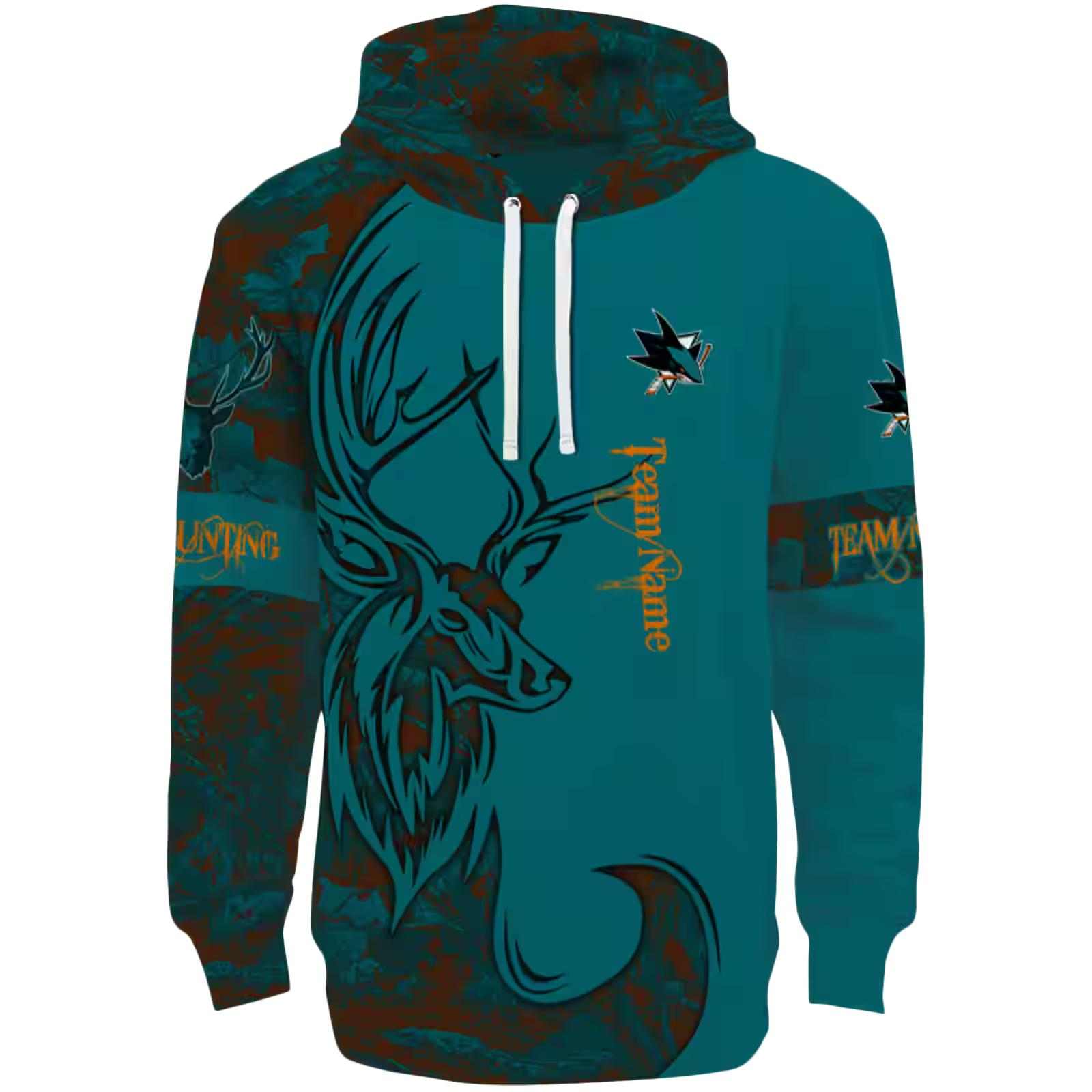 Custom San Jose Sharks Deer Silhouette Teal Hoodie