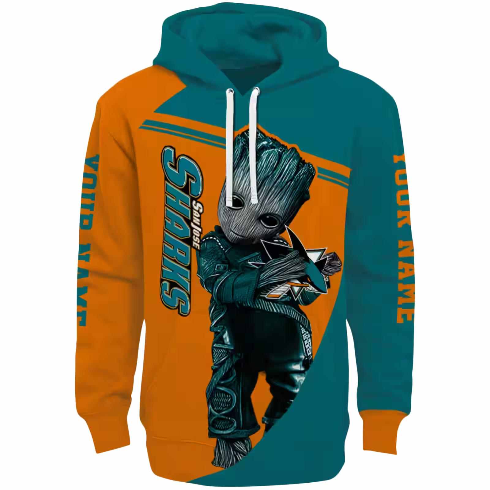 Custom San Jose Sharks Groot Teal Hoodie