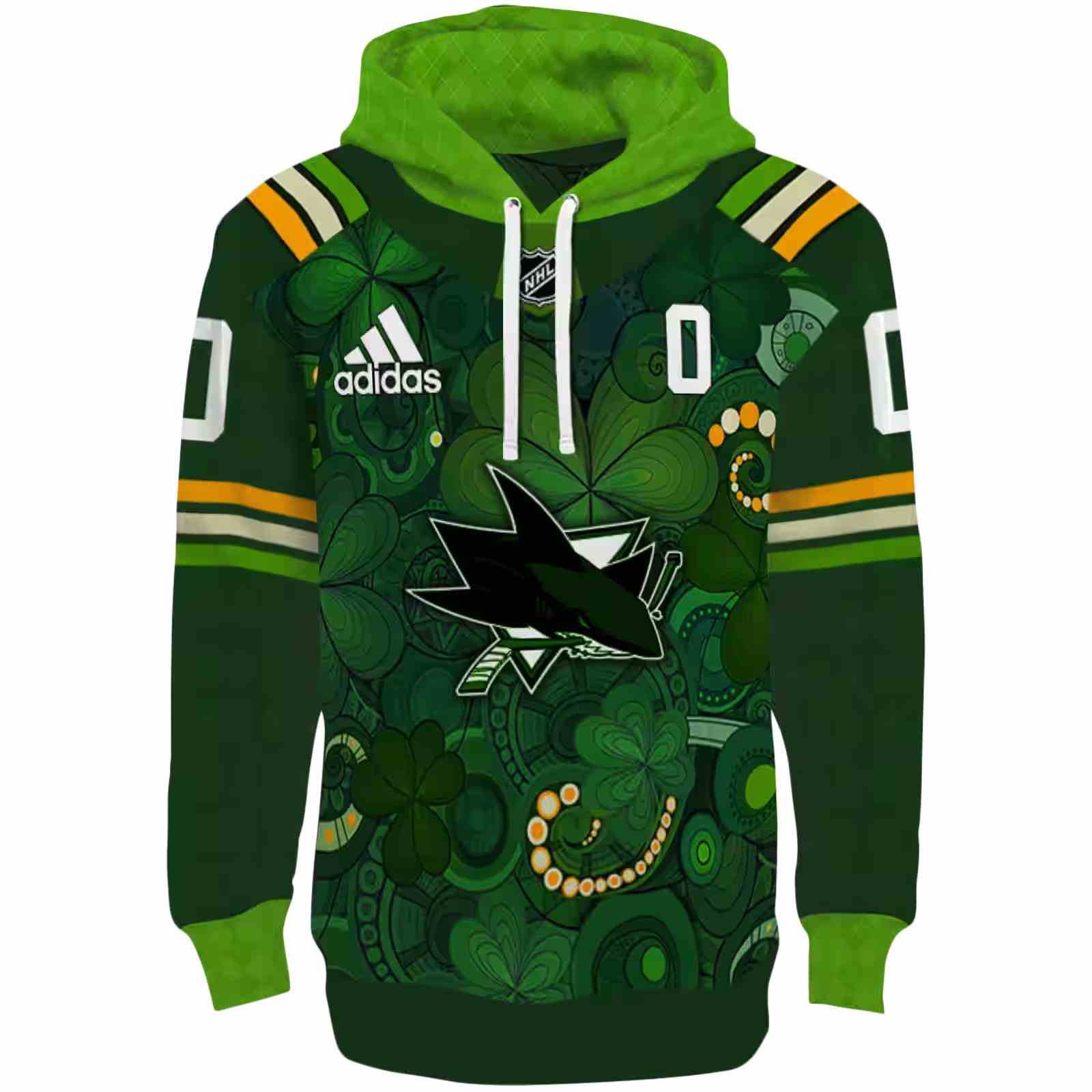 Custom San Jose Sharks Shamrock Theme Green Hoodie