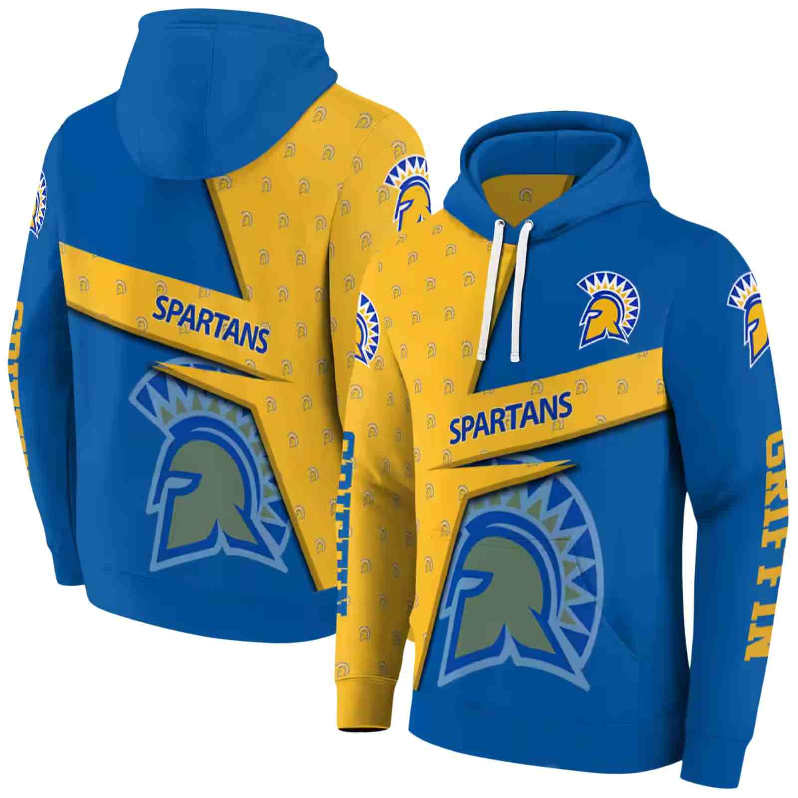 custom san jose state spartans abstract shape blue hoodie fashion forward