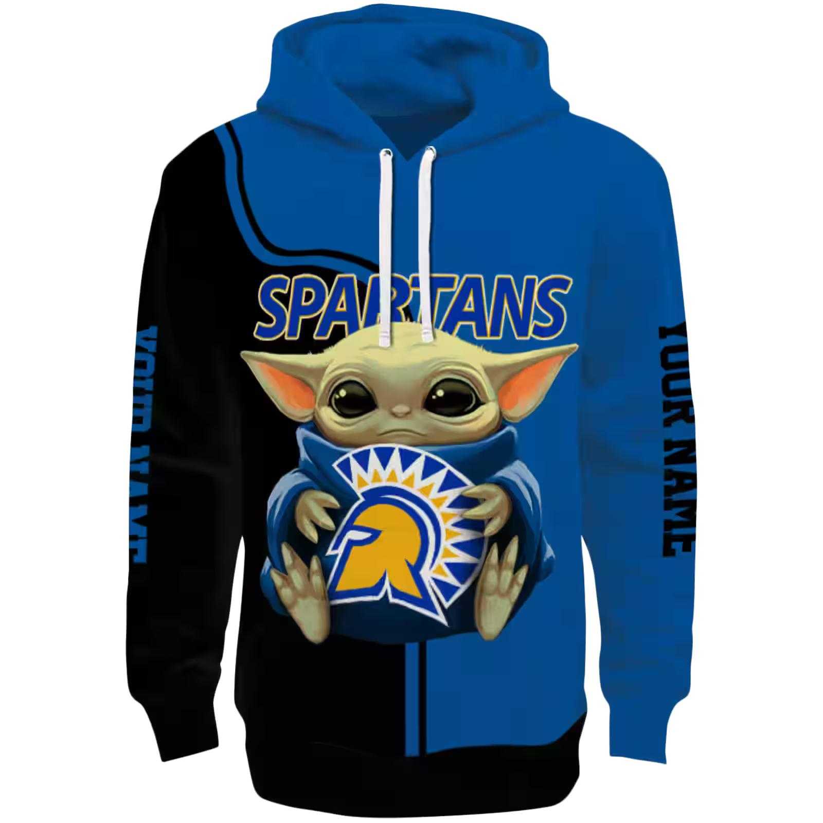 Custom San Jose State Spartans Baby Yoda Blue Black Hoodie