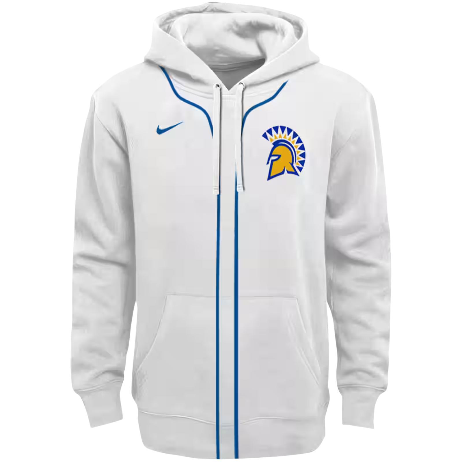 Custom San Jose State Spartans Sporty Stripe White Hoodie