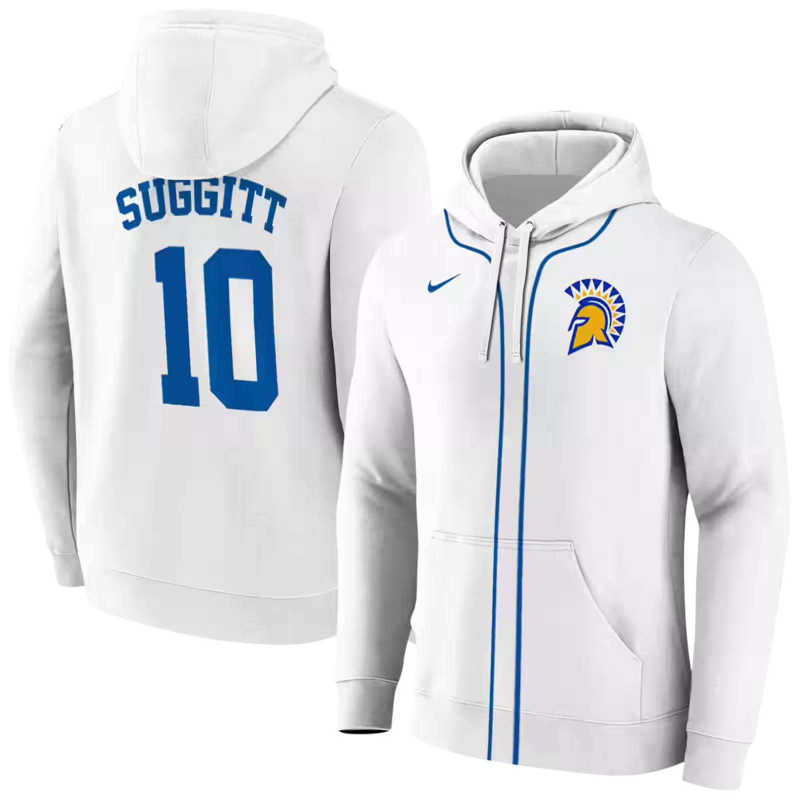 custom san jose state spartans sporty stripe white hoodie fashion forward