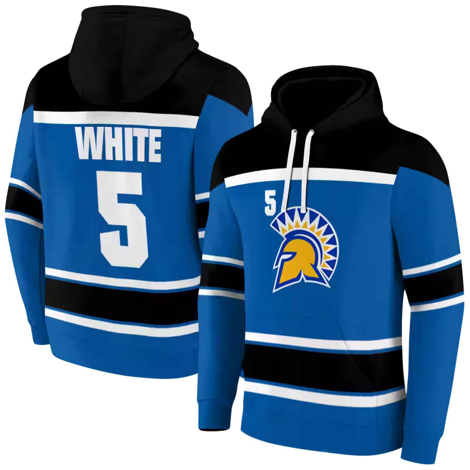 custom san jose state spartans striped pattern blue hoodie fashion forward