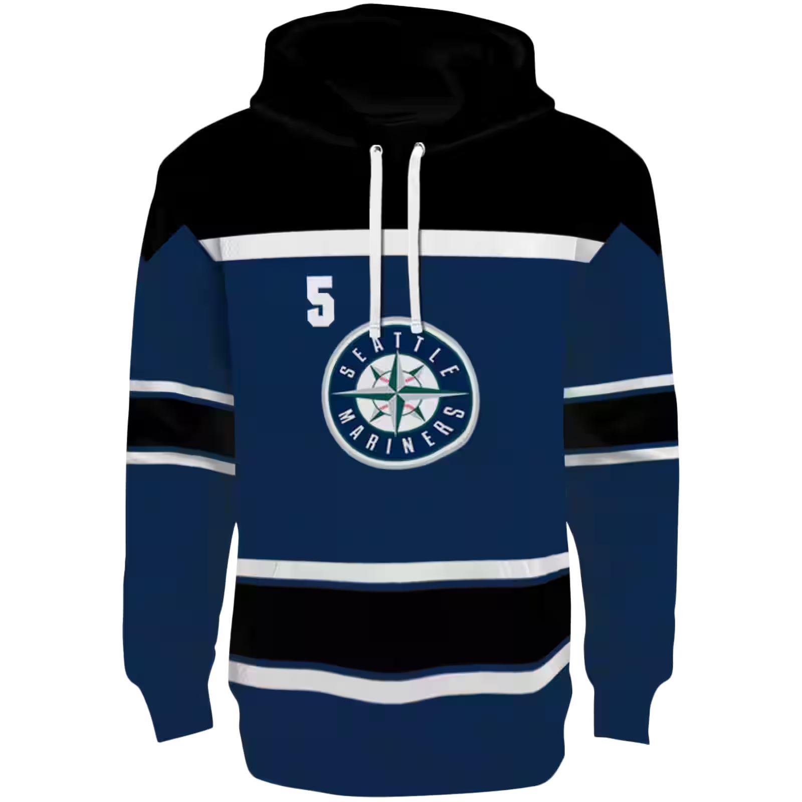 Custom Seattle Mariners Striped Pattern Navy Blue Hoodie