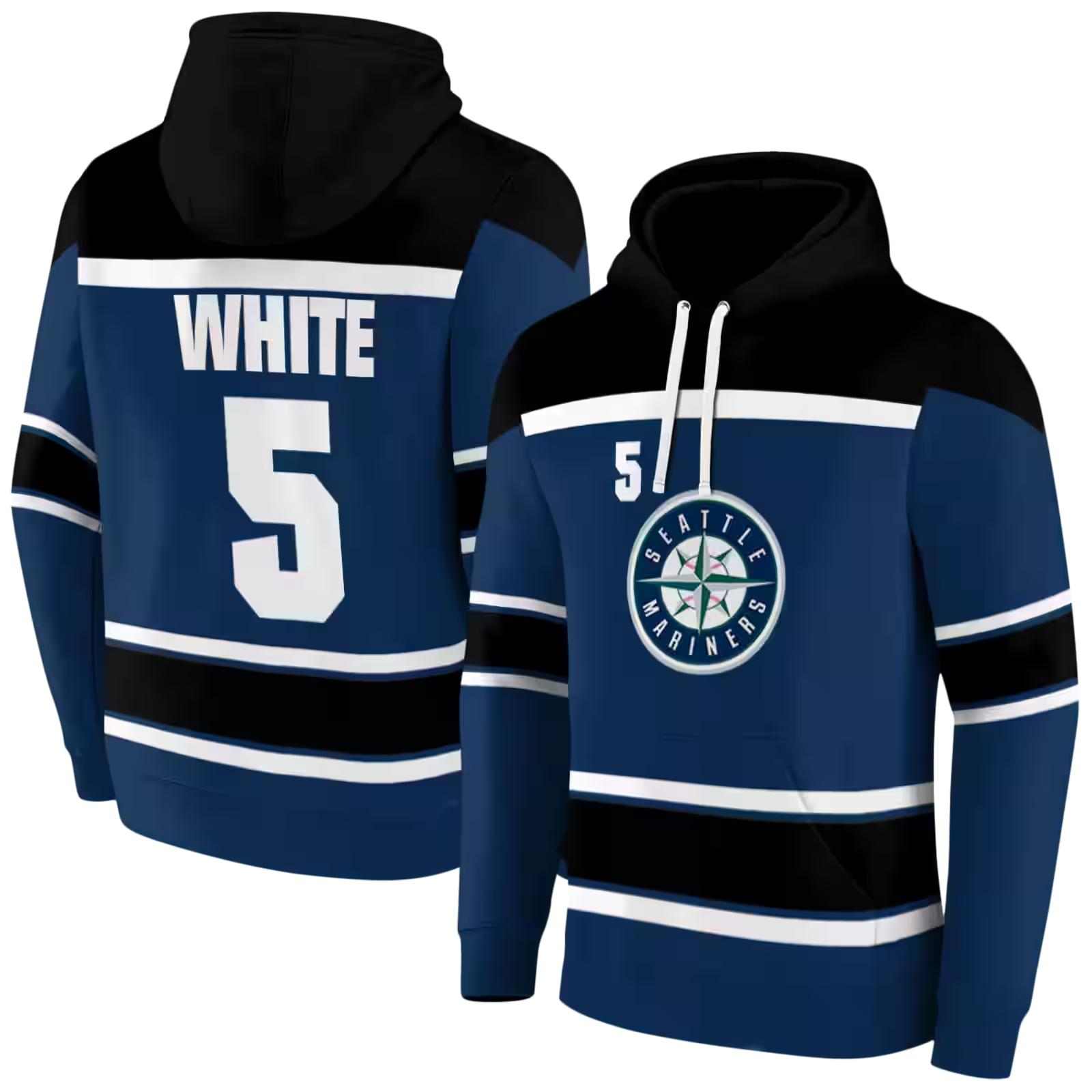 custom seattle mariners striped pattern navy blue hoodie fashion forward