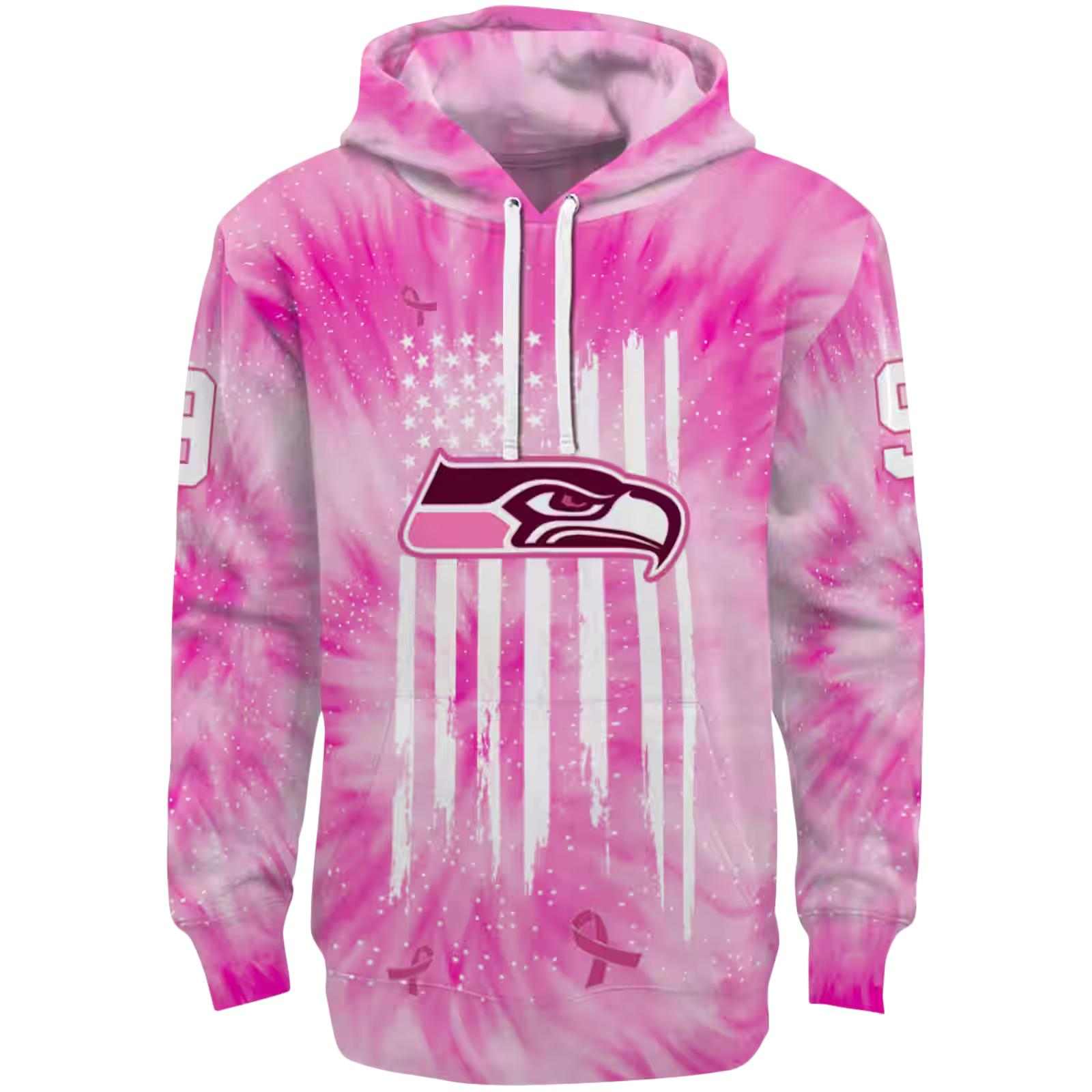 Custom Seattle Seahawks Cancer Support Pink Hoodie