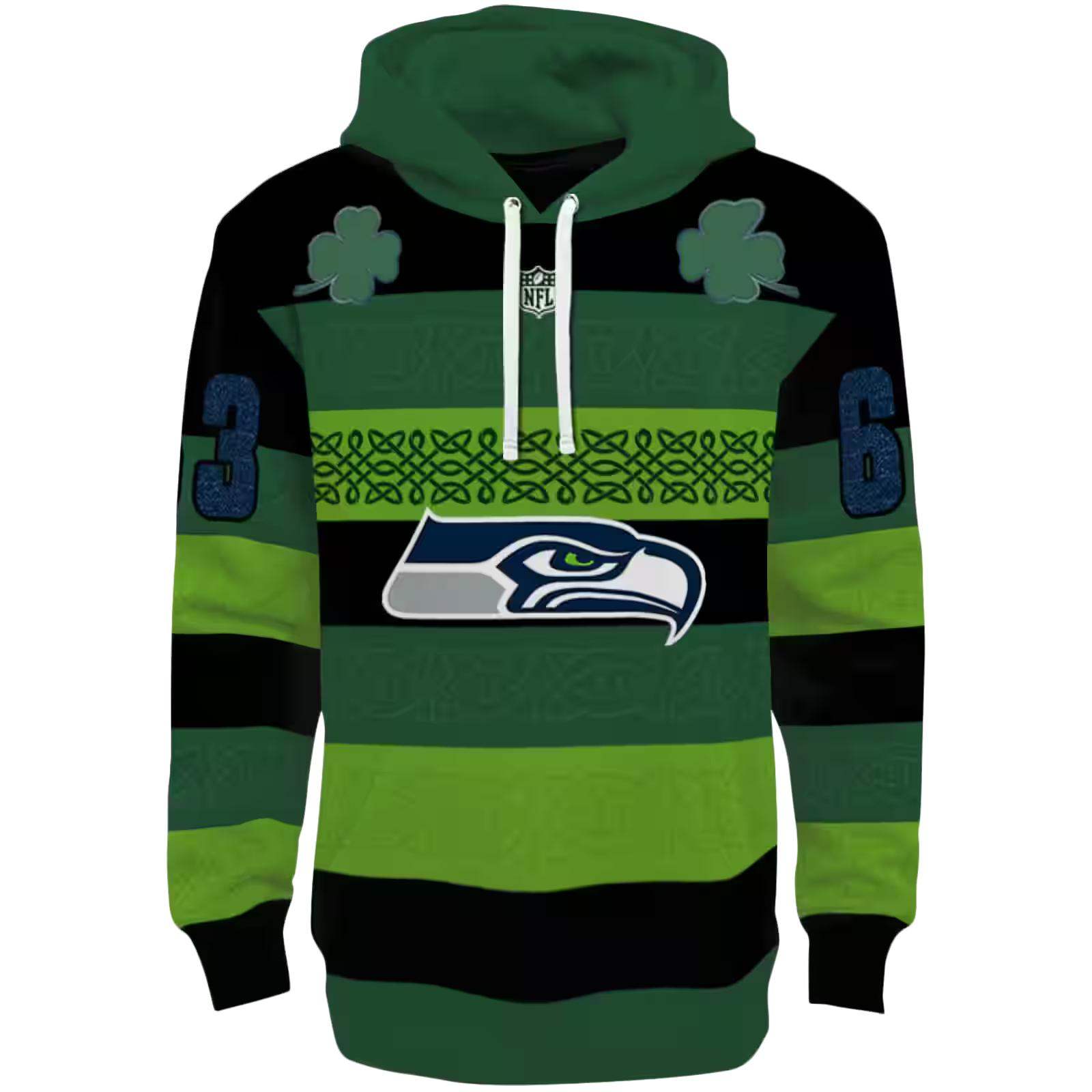 Custom Seattle Seahawks Celtic Patterns Green Hoodie