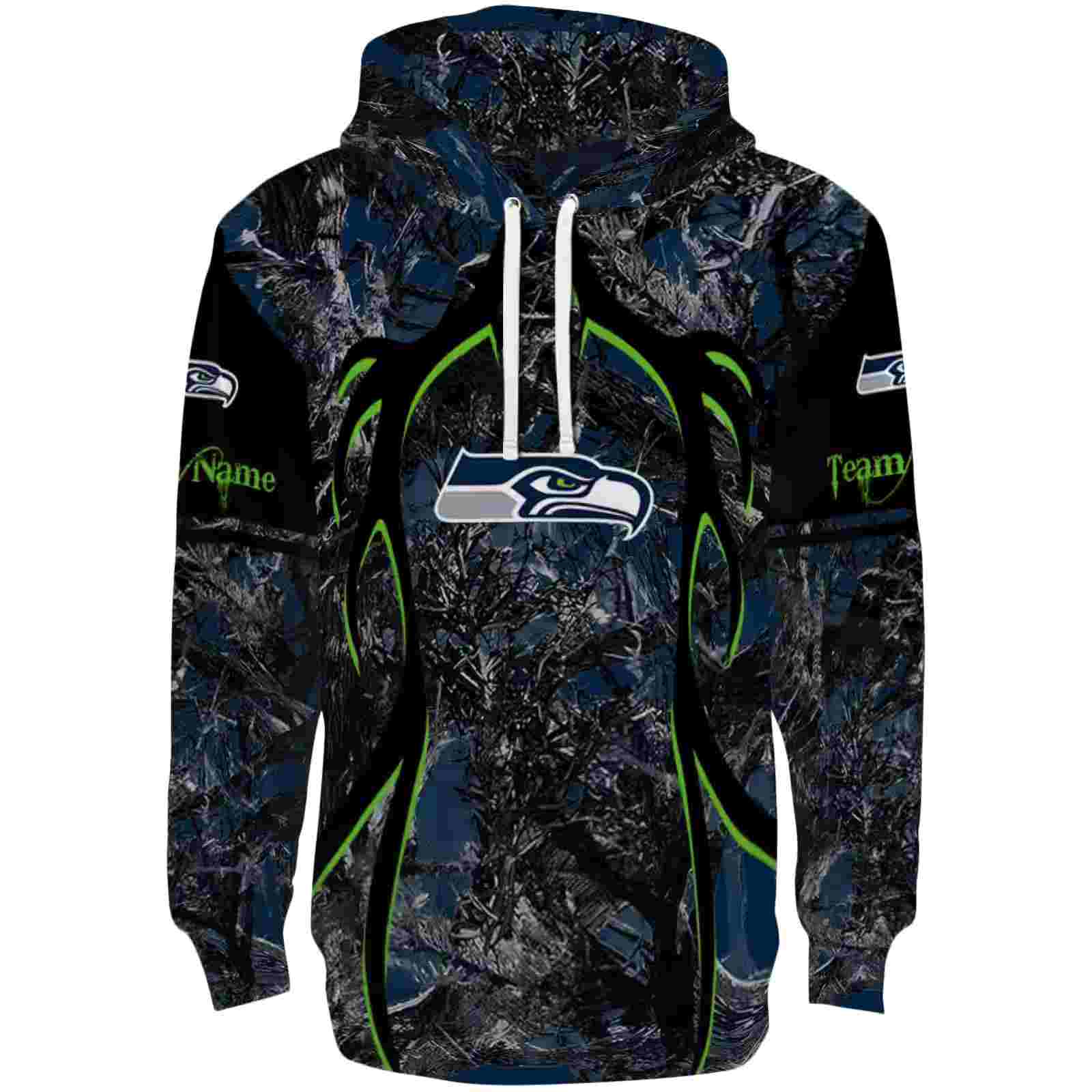 Custom Seattle Seahawks Hunting Theme Blue Black Hoodie