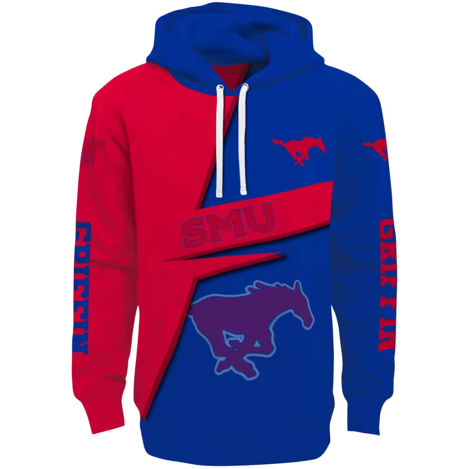 Custom SMU Mustangs Abstract Shape Blue Hoodie