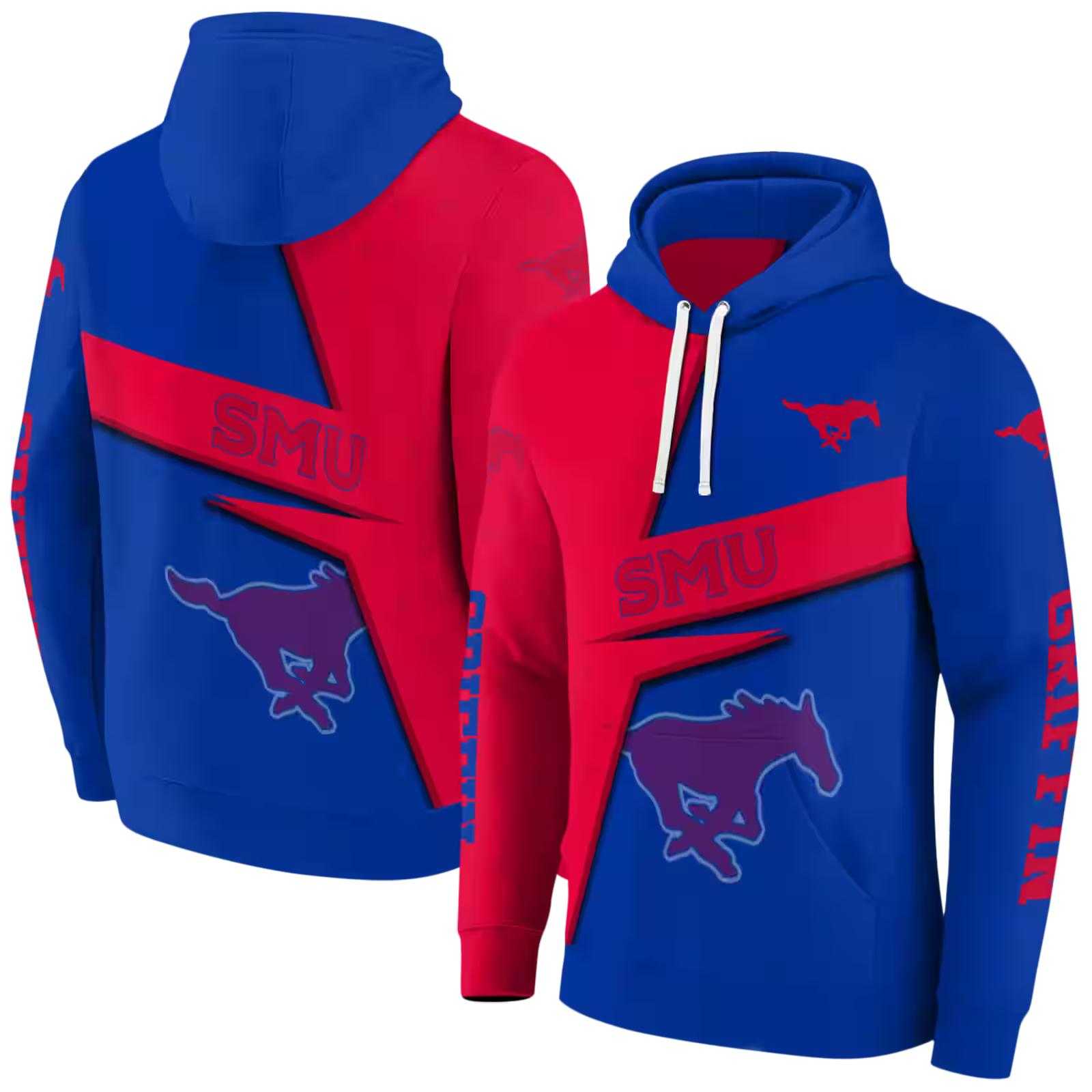 custom smu mustangs abstract shape blue hoodie fashion forward