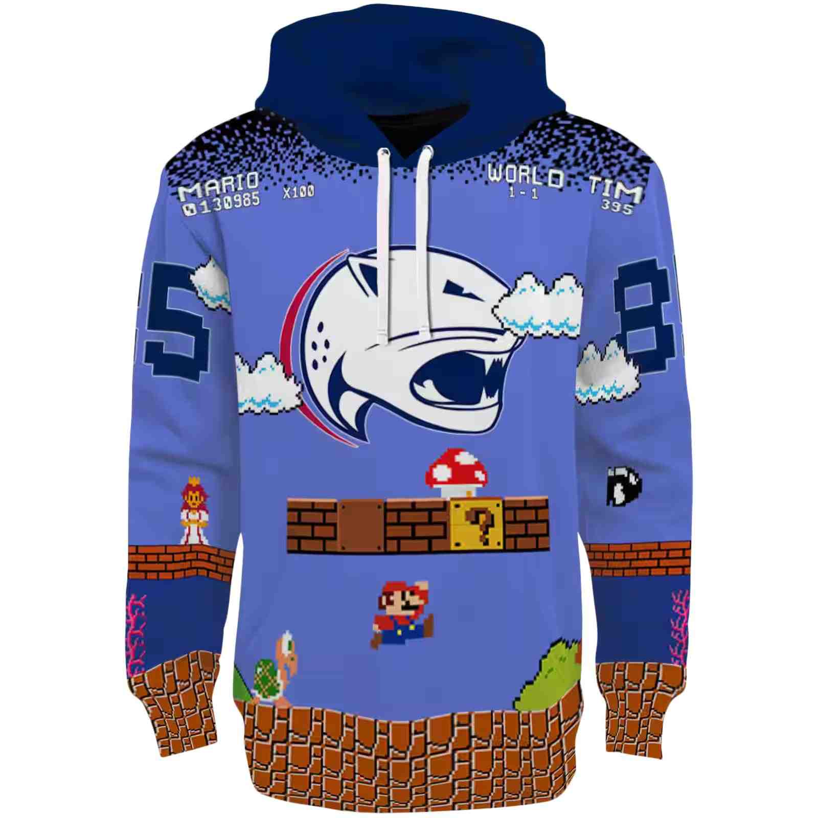 Custom South Alabama Jaguars Mario Blue Black Hoodie