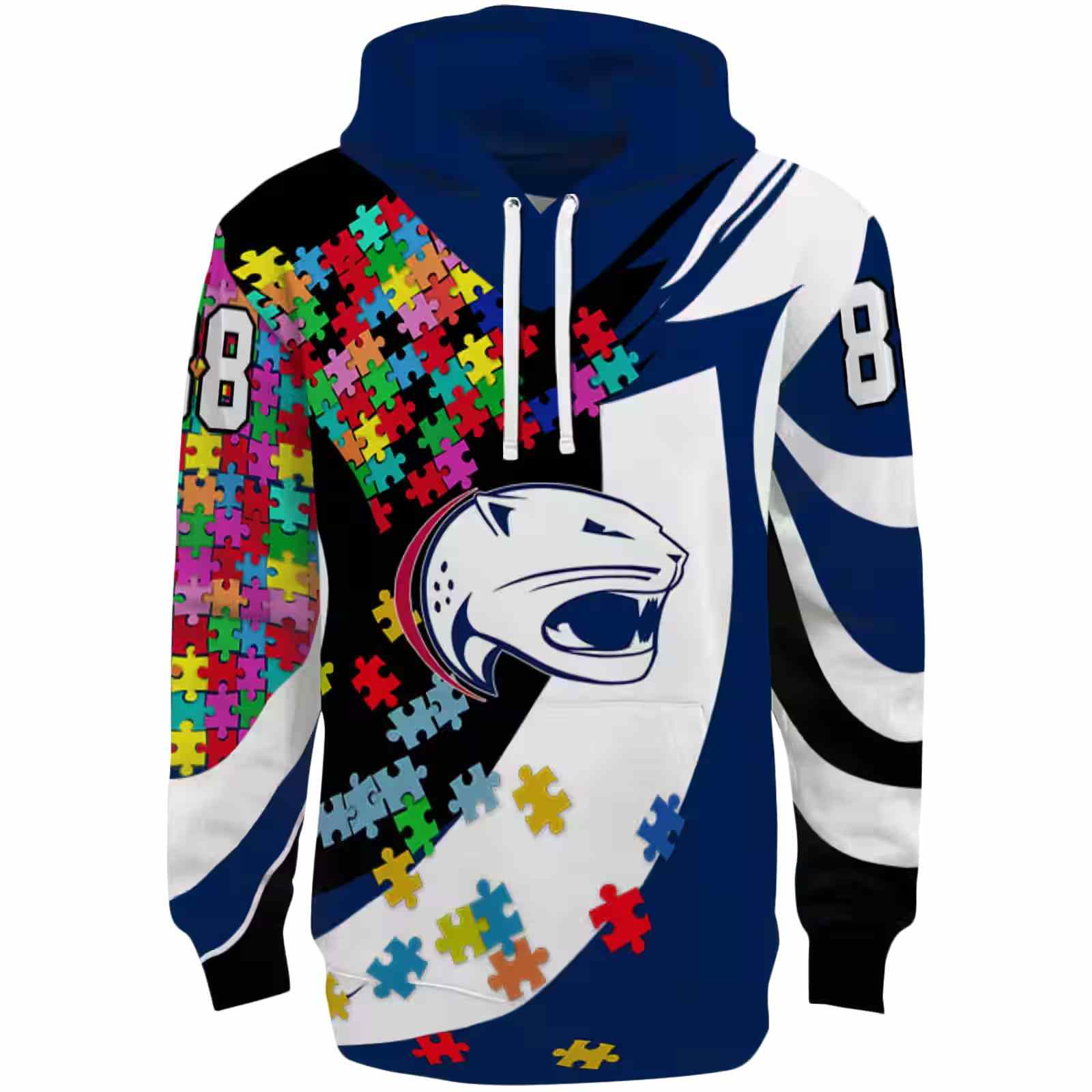 Custom South Alabama Jaguars Puzzle Pieces Blue Hoodie