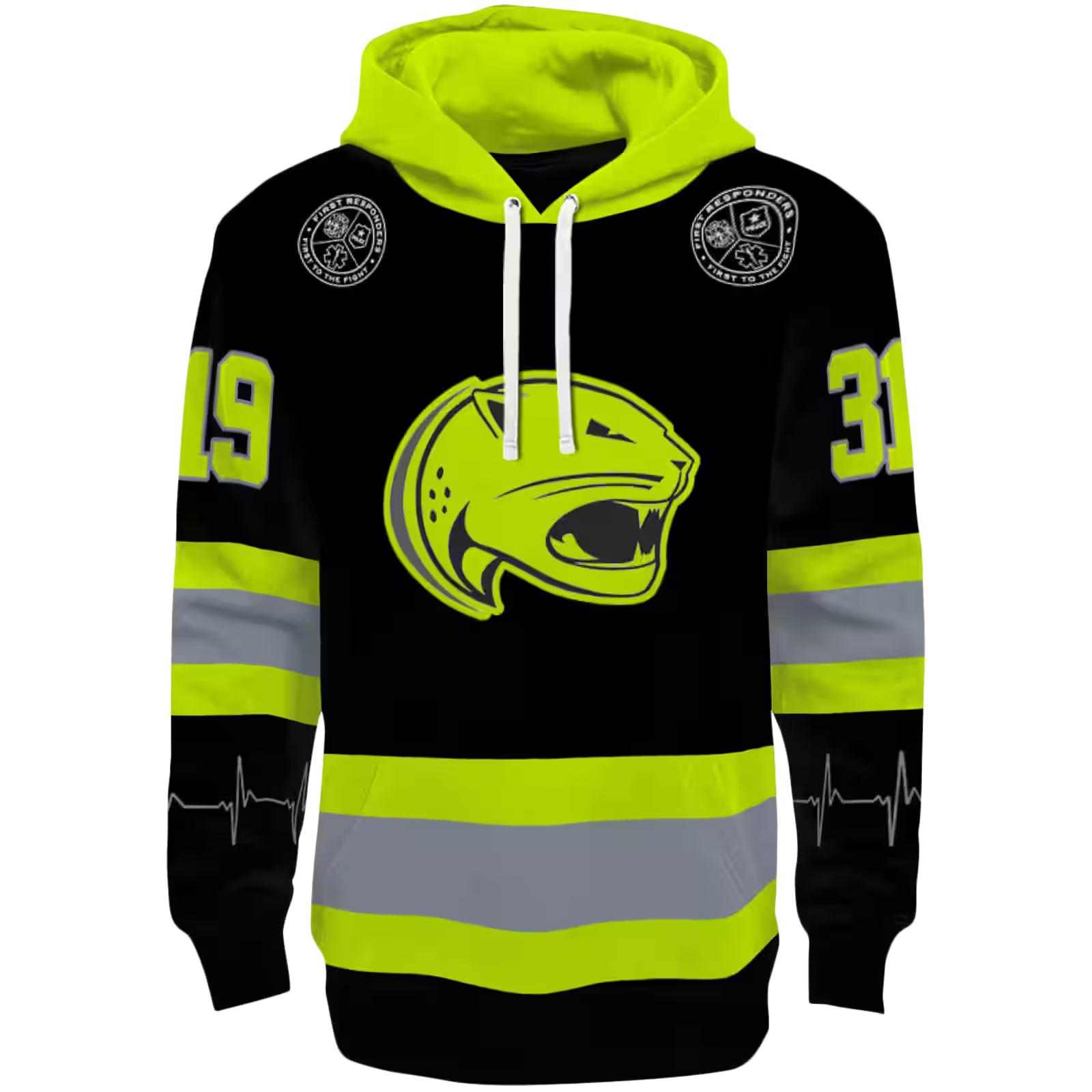 Custom South Alabama Jaguars Safety Motif Black Neon Green Hoodie