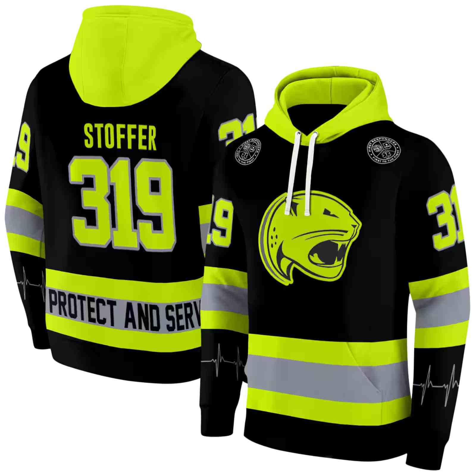 custom south alabama jaguars safety motif black neon green hoodie fashion forward