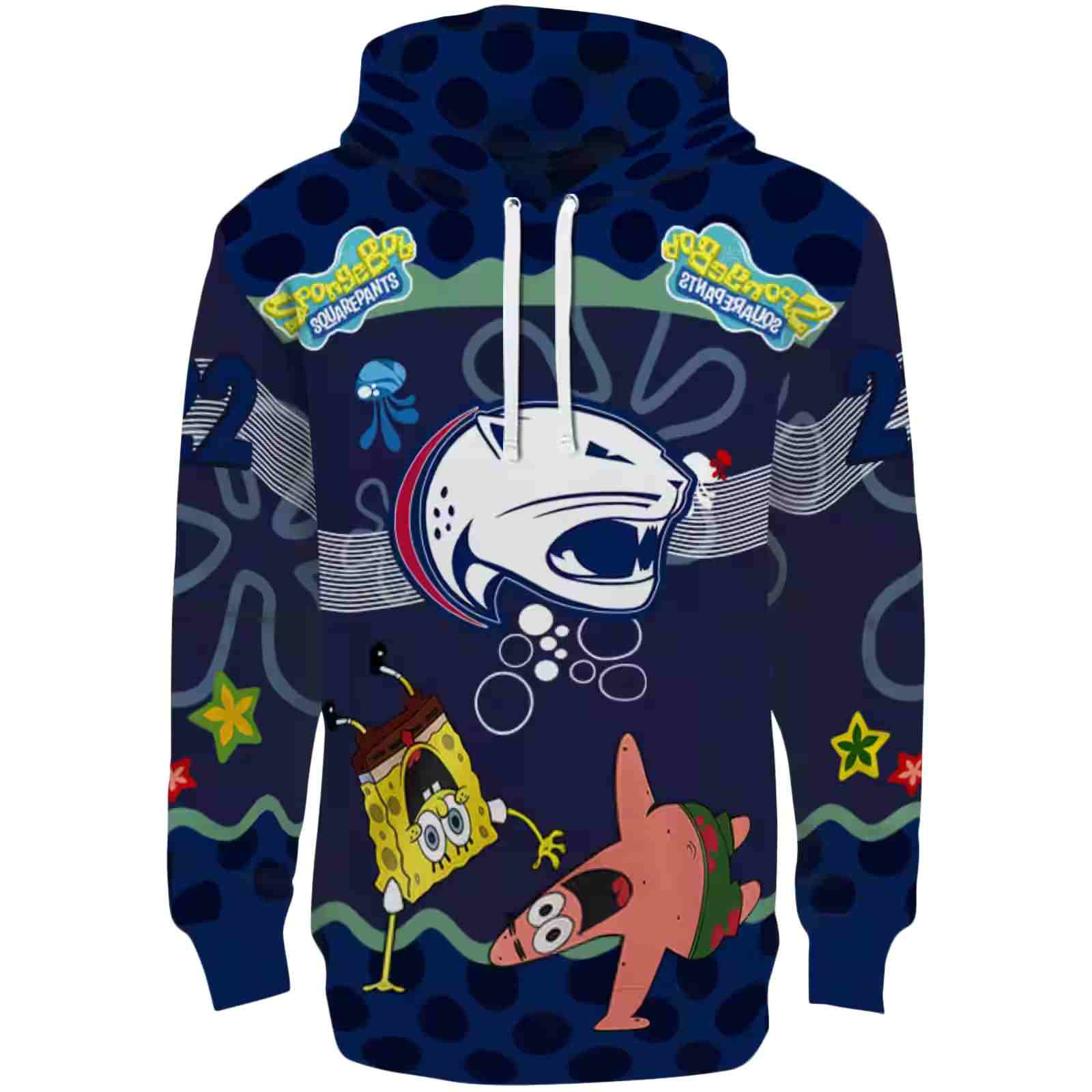 Custom South Alabama Jaguars Spongebob Patrick Star Blue Navy Hoodie