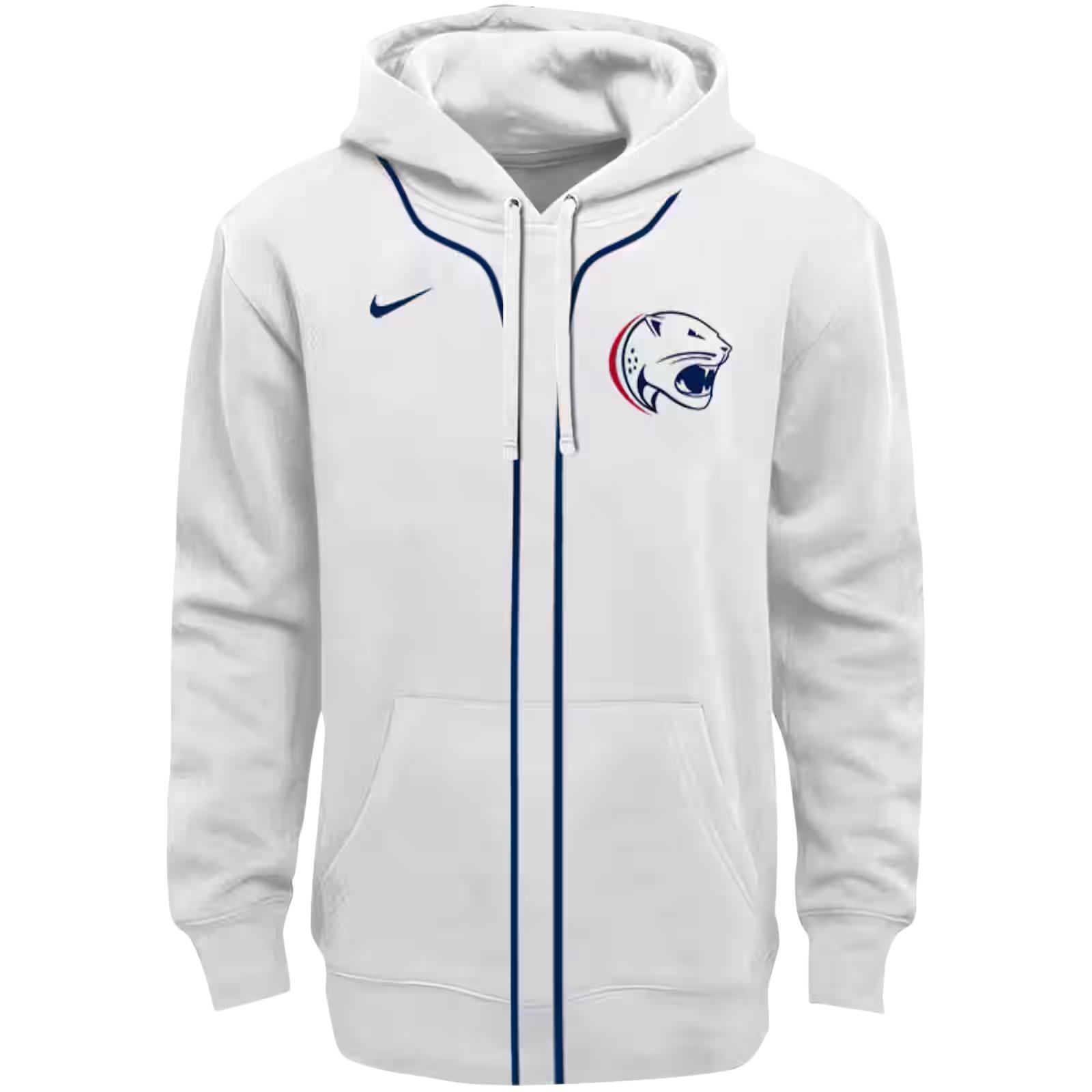 Custom South Alabama Jaguars Sporty Stripe White Hoodie