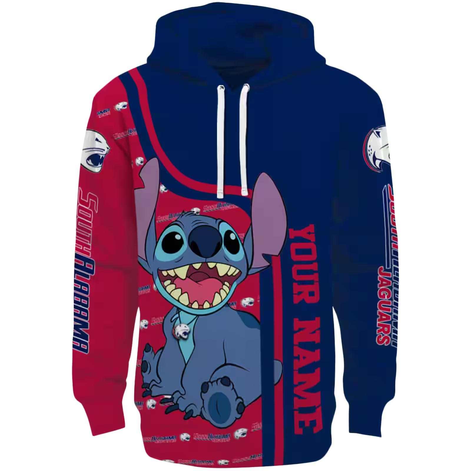 Custom South Alabama Jaguars Stitch Blue Hoodie