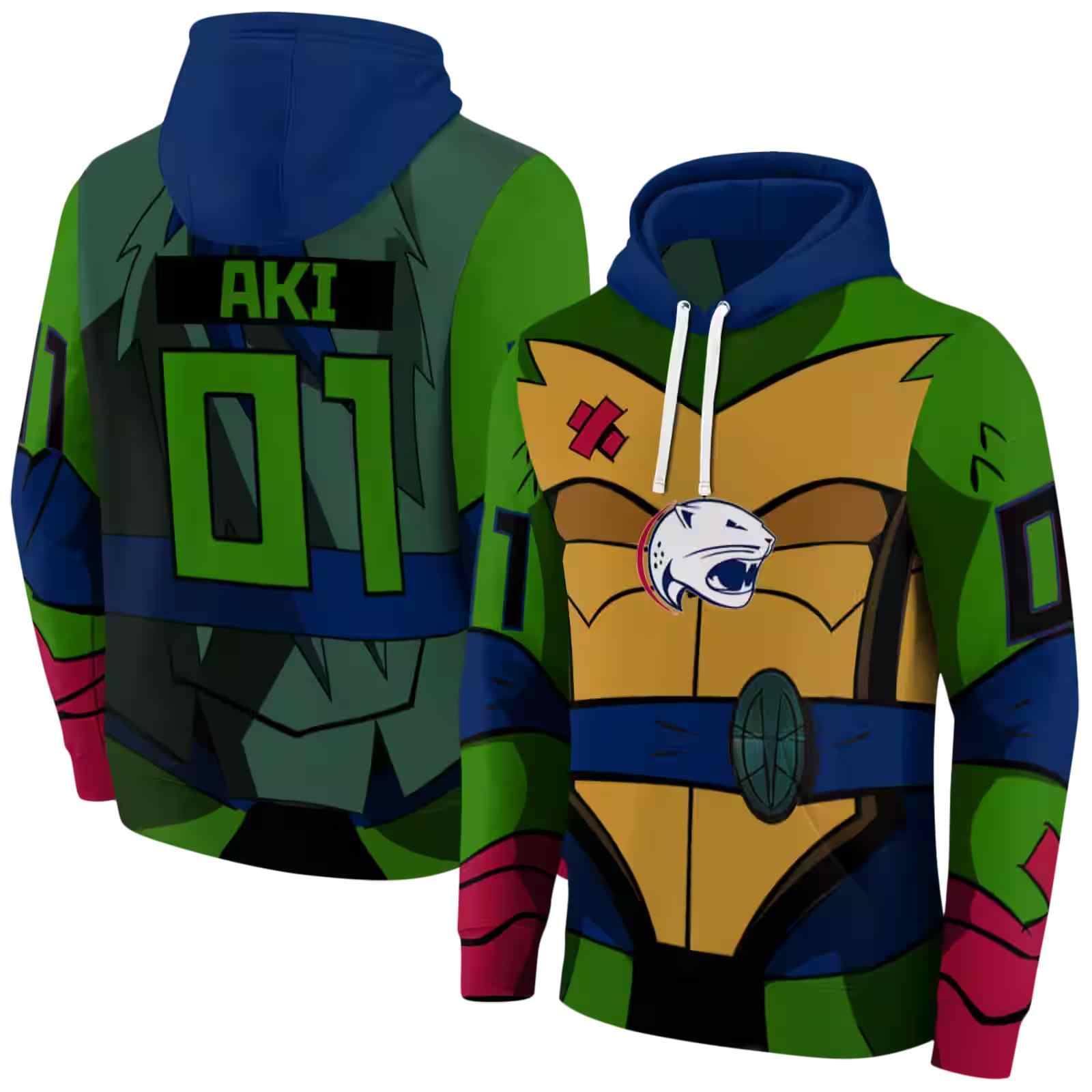 custom south alabama jaguars superhero armor blue green hoodie fashion forward