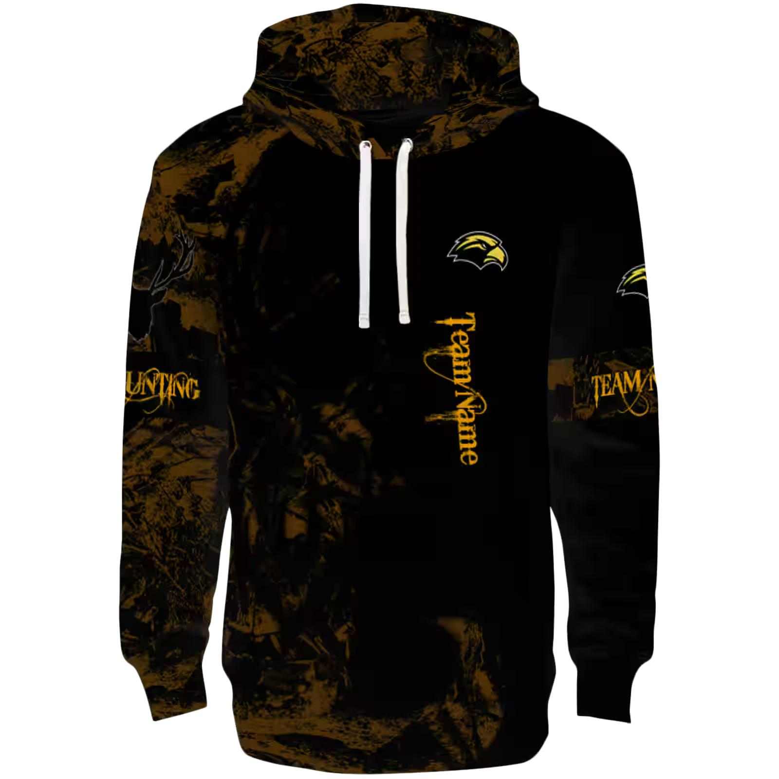 Custom Southern Miss Golden Eagles Deer Silhouette Black Hoodie