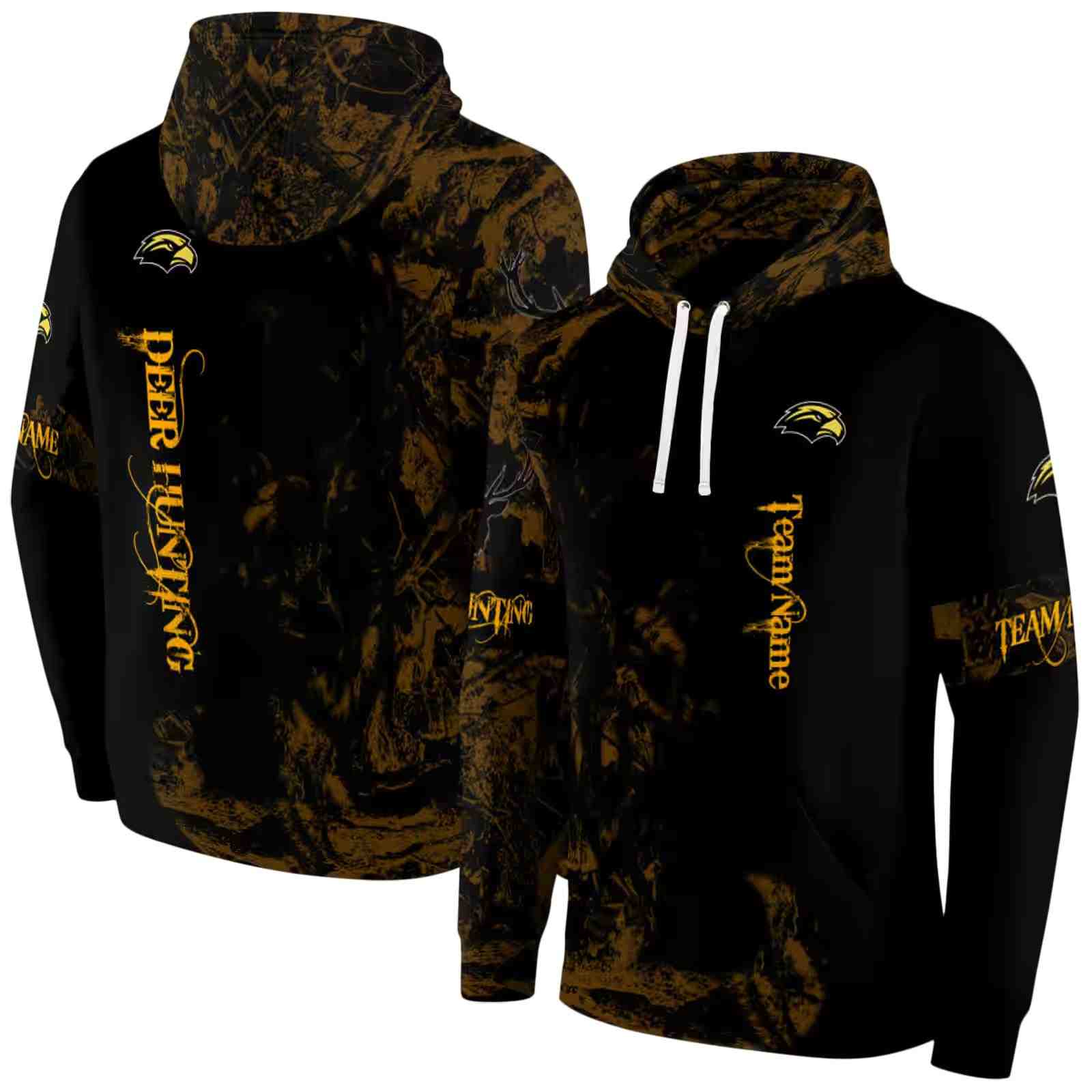 custom southern miss golden eagles deer silhouette black hoodie fashion forward